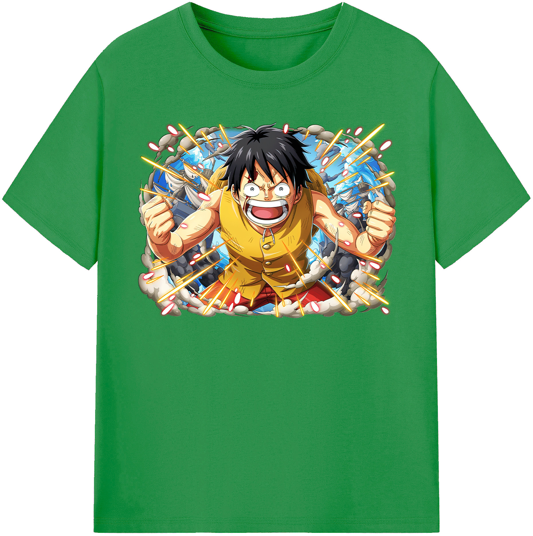 ワンピース モンキー・D・ルフィ ONE PIECE Monkey D. Luffy レディースカジュアルプリントTシャツ（綿100％）