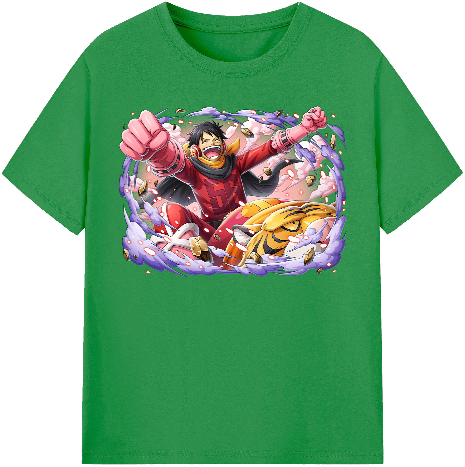 ワンピース モンキー・D・ルフィ ONE PIECE Monkey D. Luffy レディースカジュアルプリントTシャツ（綿100％）