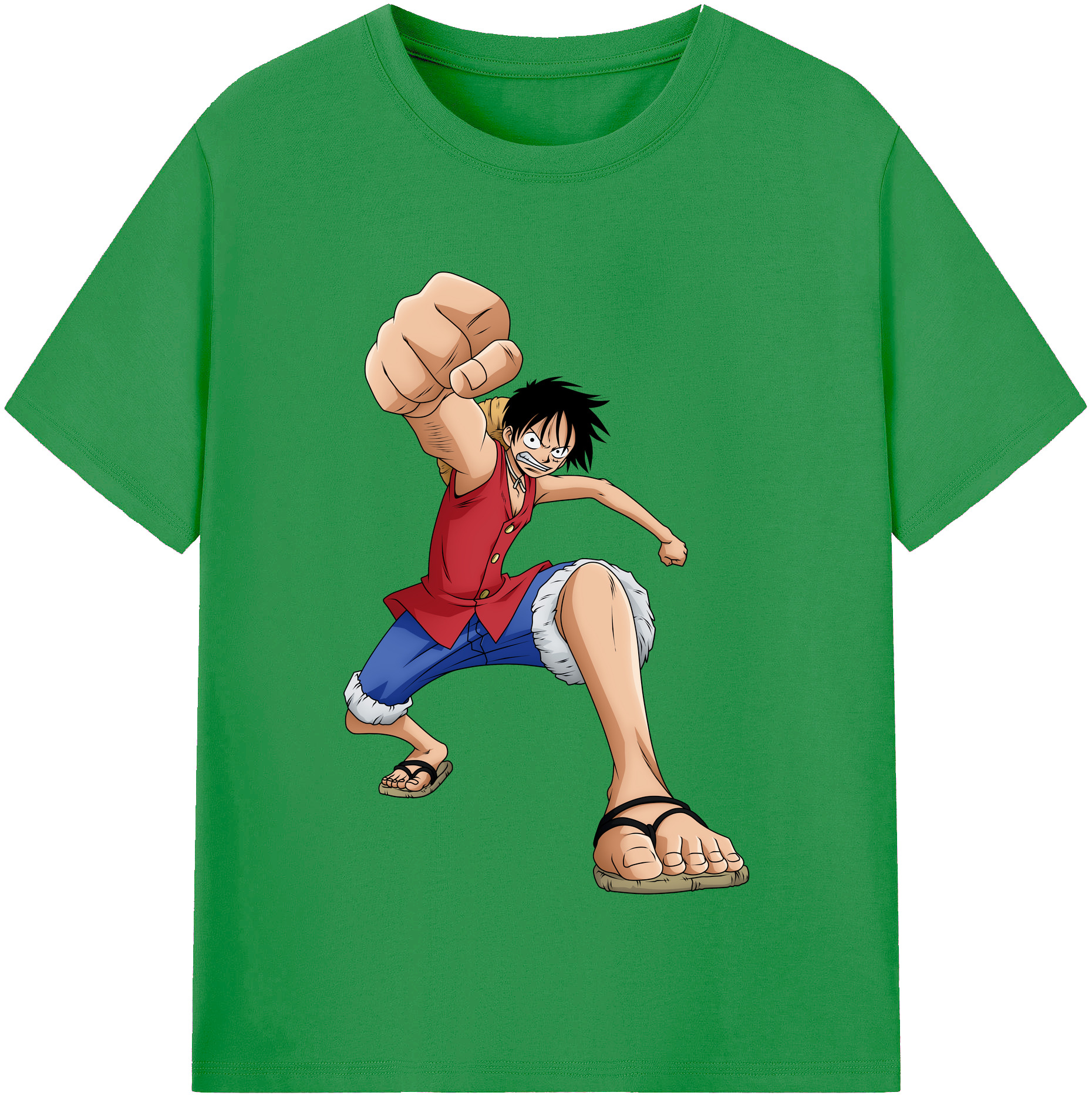 ワンピース モンキー・D・ルフィ ONE PIECE Monkey D. Luffy レディースカジュアルプリントTシャツ（綿100％）