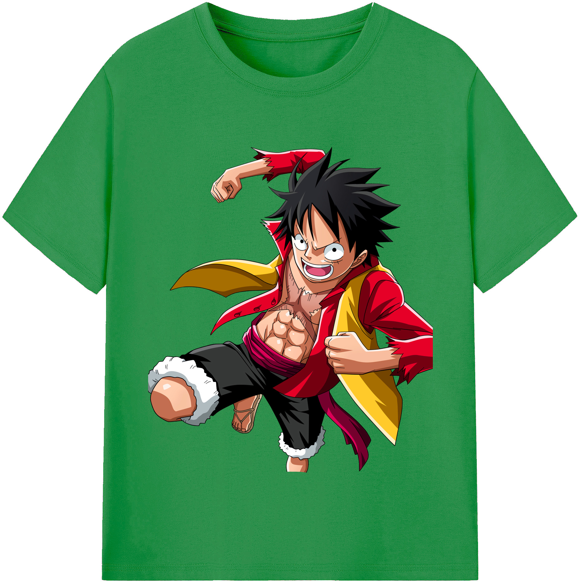 ワンピース モンキー・D・ルフィ ONE PIECE Monkey D. Luffy レディースカジュアルプリントTシャツ（綿100％）
