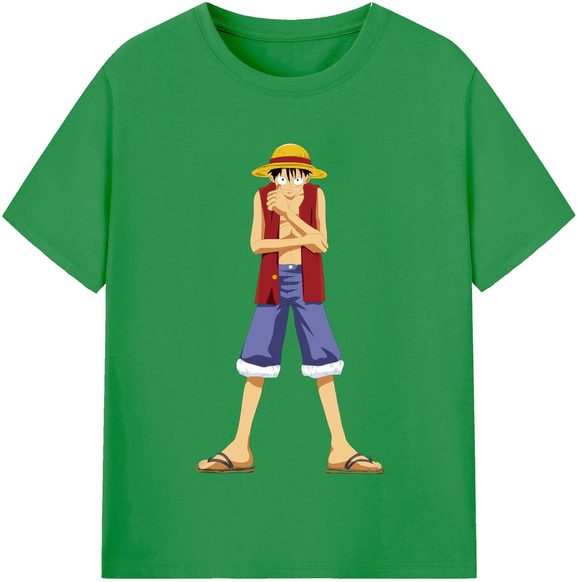 ワンピース モンキー・D・ルフィ ONE PIECE Monkey D. Luffy レディースカジュアルプリントTシャツ（綿100％）