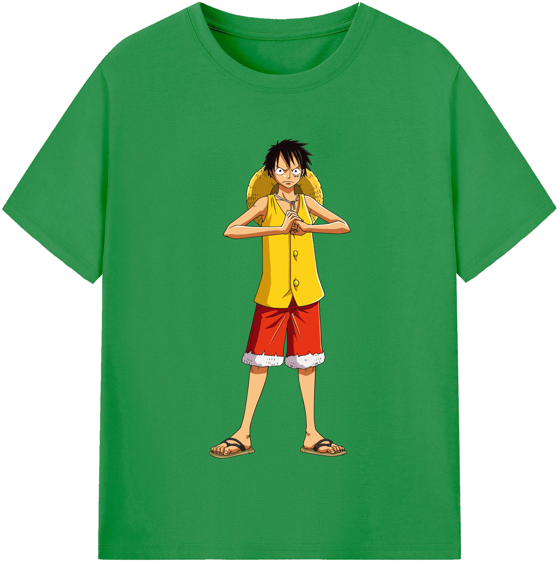 ワンピース モンキー・D・ルフィ ONE PIECE Monkey D. Luffy レディースカジュアルプリントTシャツ（綿100％）