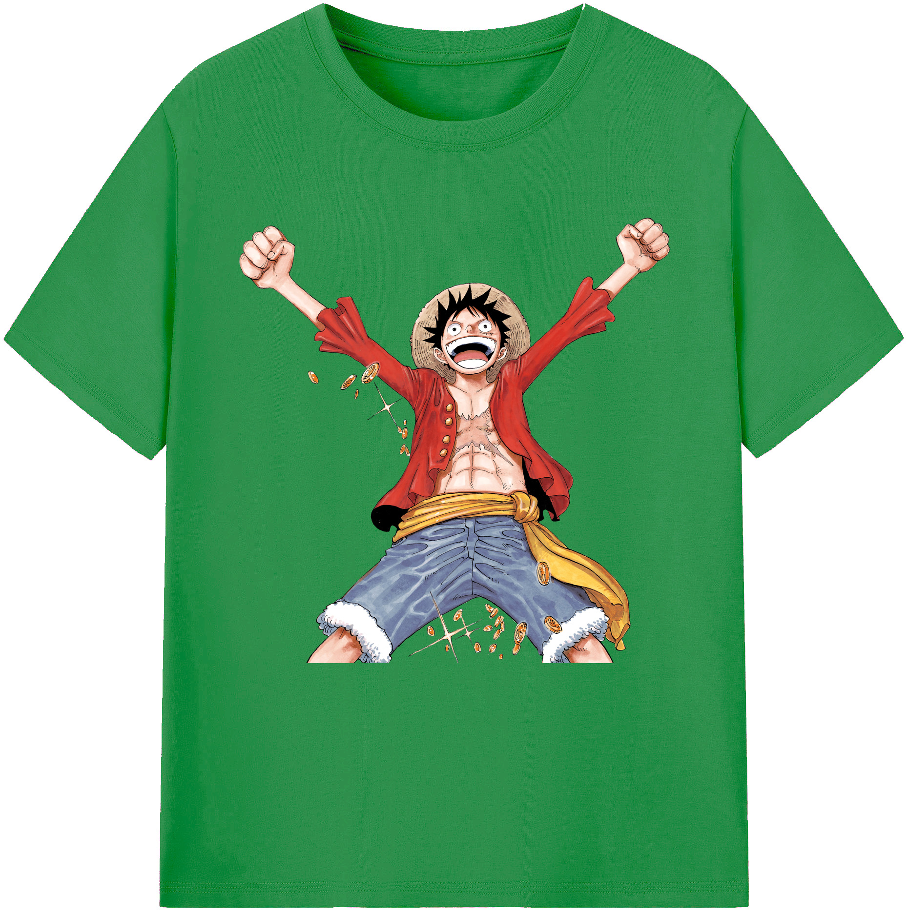 ワンピース モンキー・D・ルフィ ONE PIECE Monkey D. Luffy レディースカジュアルプリントTシャツ（綿100％）