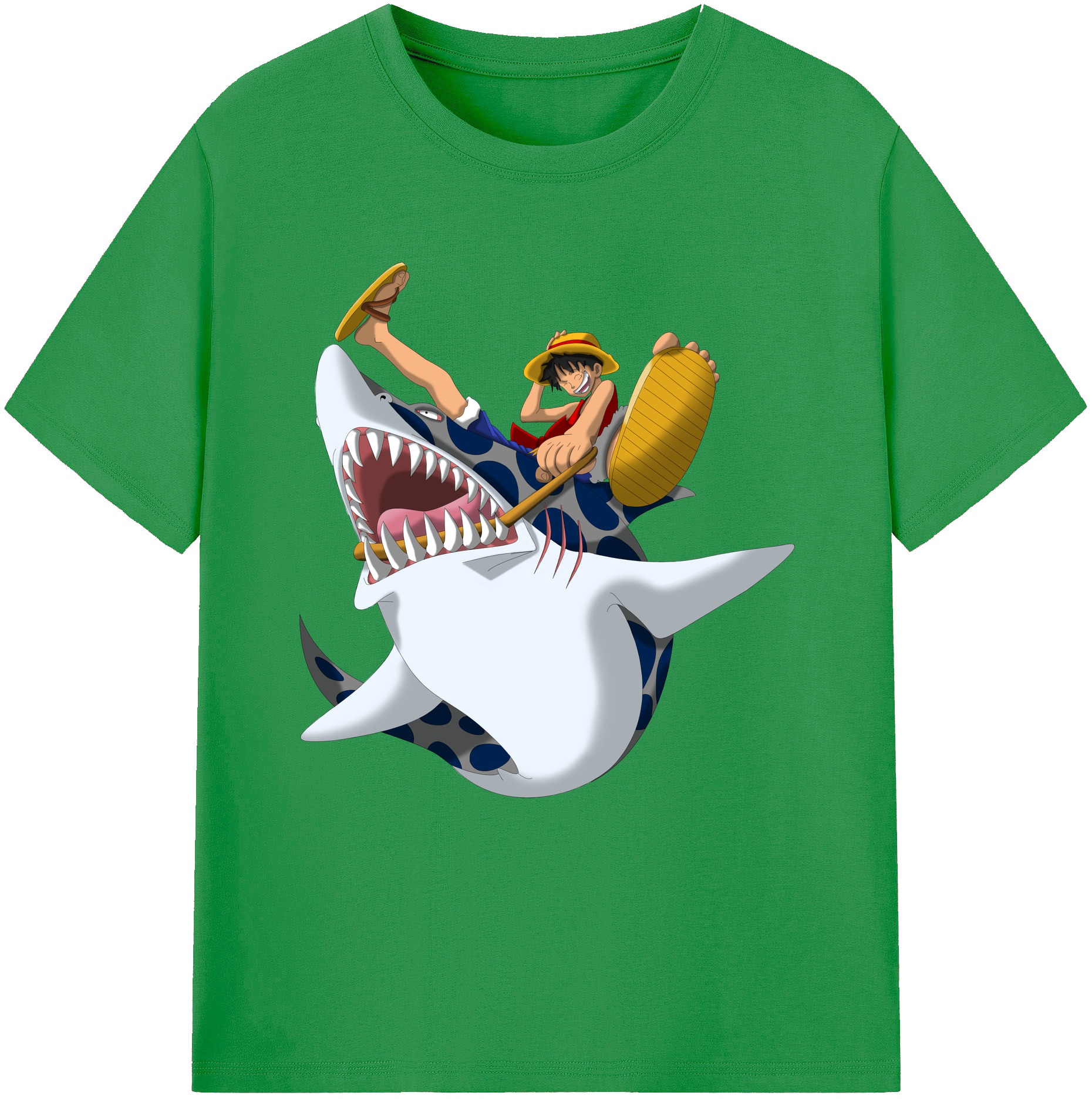 ワンピース モンキー・D・ルフィ ONE PIECE Monkey D. Luffy レディースカジュアルプリントTシャツ（綿100％）