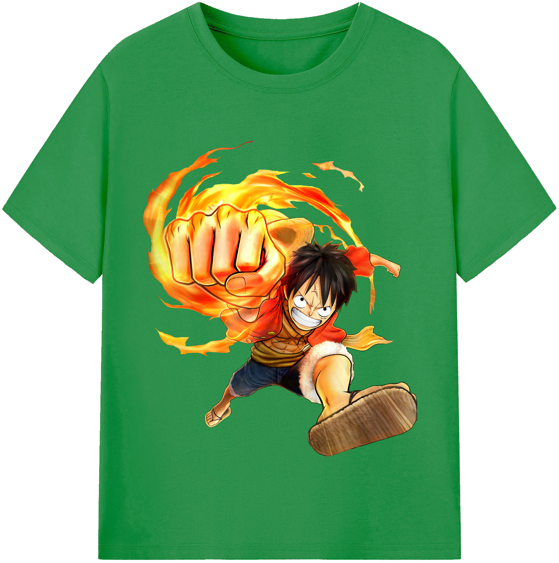 ワンピース モンキー・D・ルフィ ONE PIECE Monkey D. Luffy レディースカジュアルプリントTシャツ（綿100％）