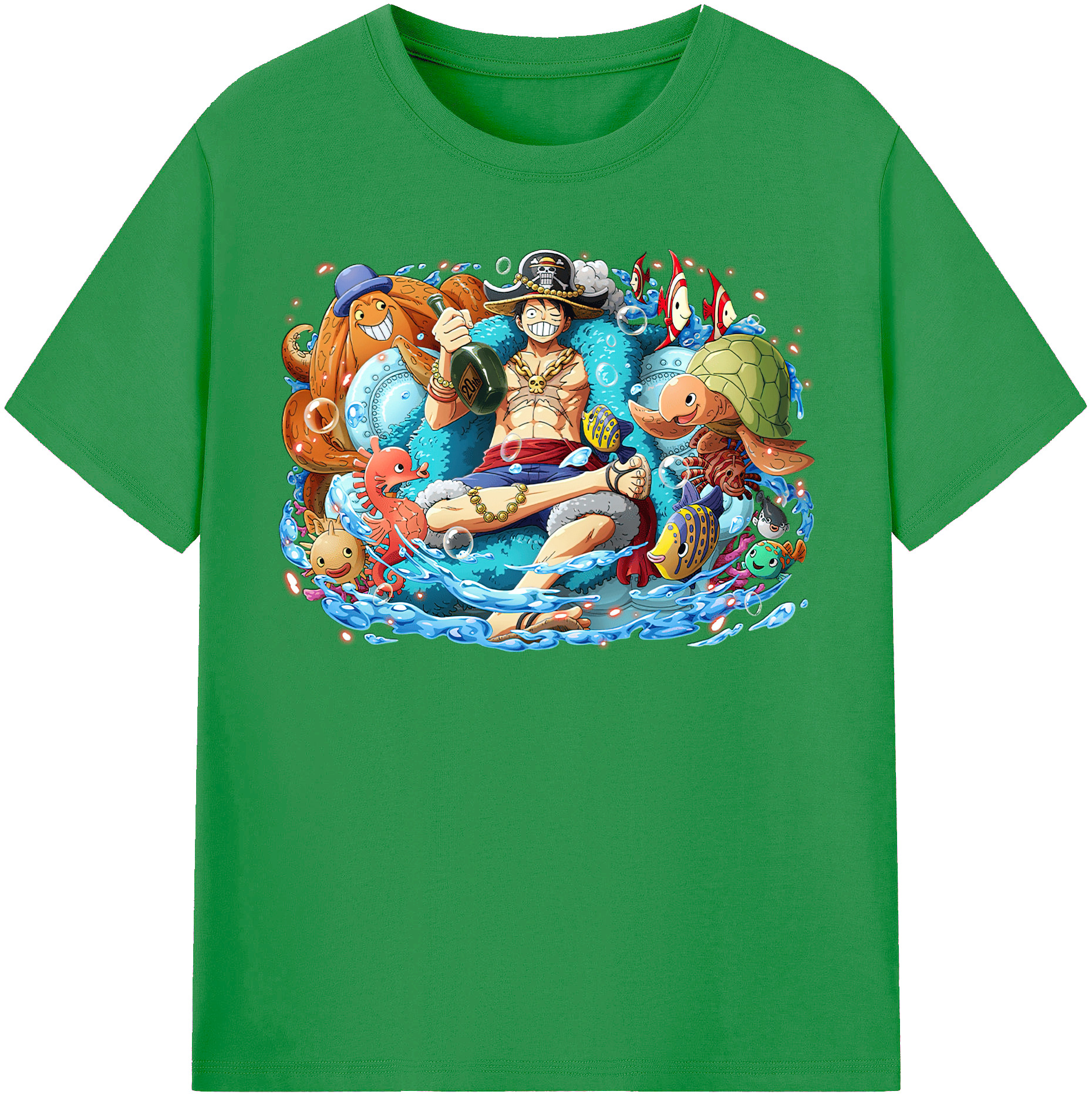 ワンピース モンキー・D・ルフィ ONE PIECE Monkey D. Luffy レディースカジュアルプリントTシャツ（綿100％）