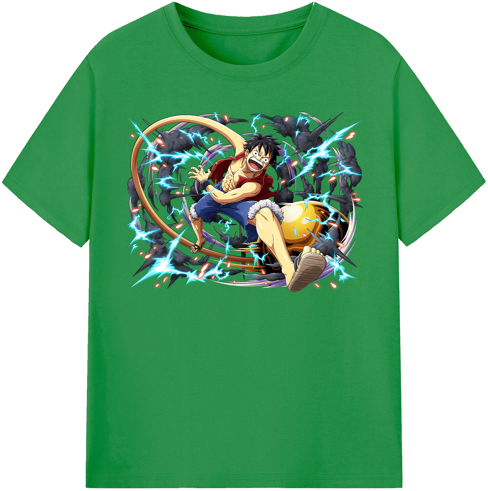 ワンピース モンキー・D・ルフィ ONE PIECE Monkey D. Luffy レディースカジュアルプリントTシャツ（綿100％）