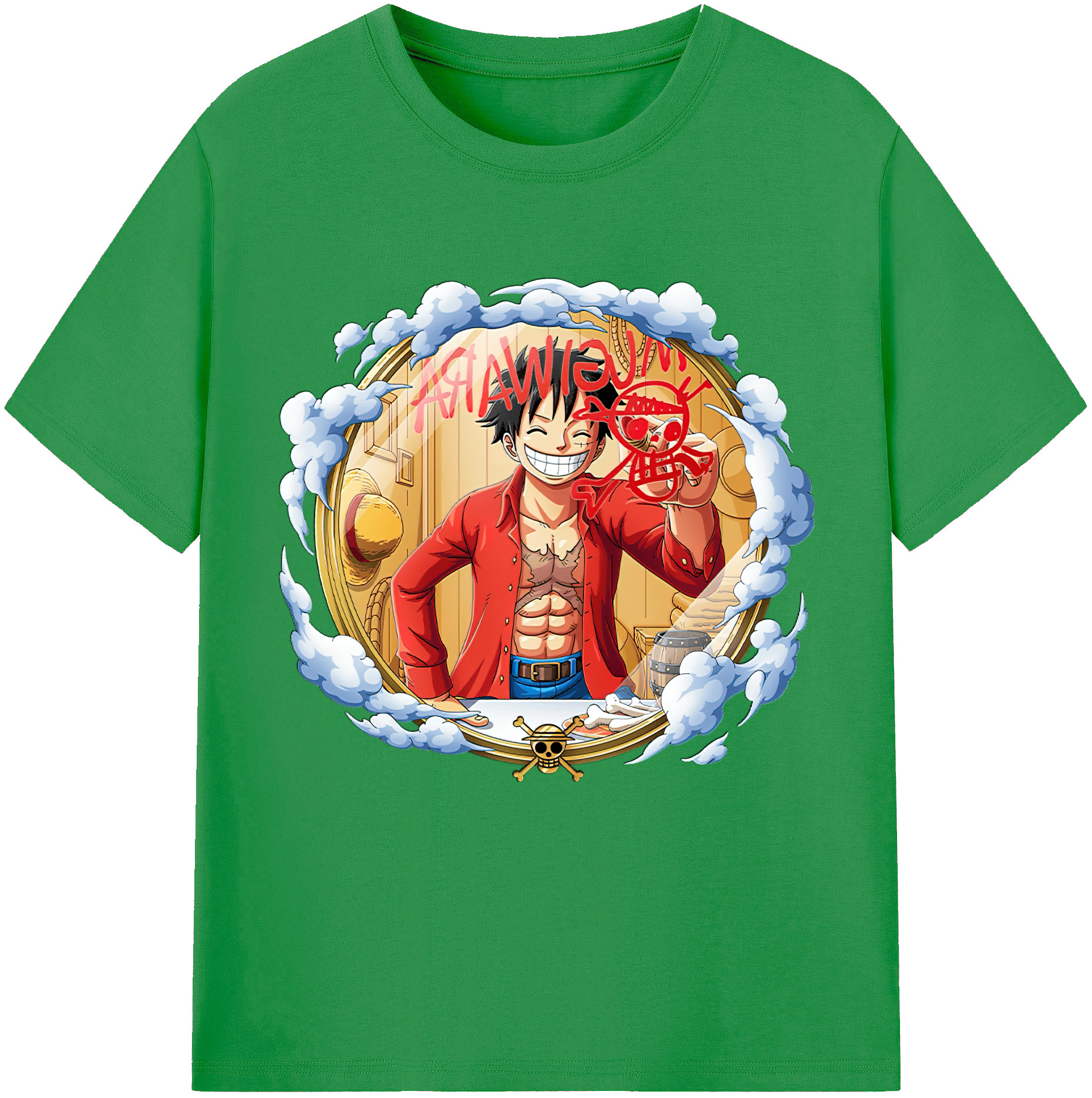 ワンピース モンキー・D・ルフィ ONE PIECE Monkey D. Luffy レディースカジュアルプリントTシャツ（綿100％）