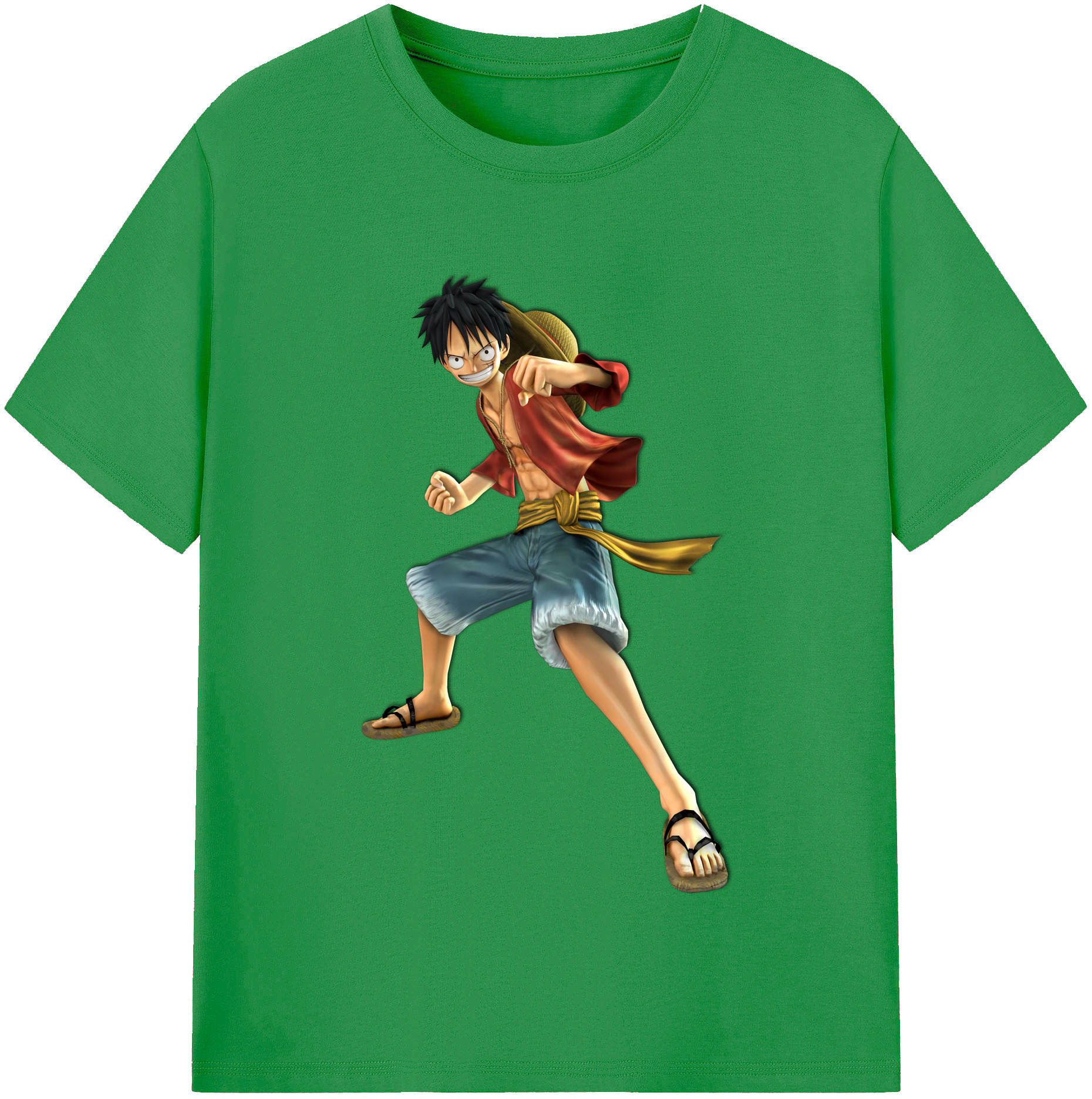 ワンピース モンキー・D・ルフィ ONE PIECE Monkey D. Luffy レディースカジュアルプリントTシャツ（綿100％）