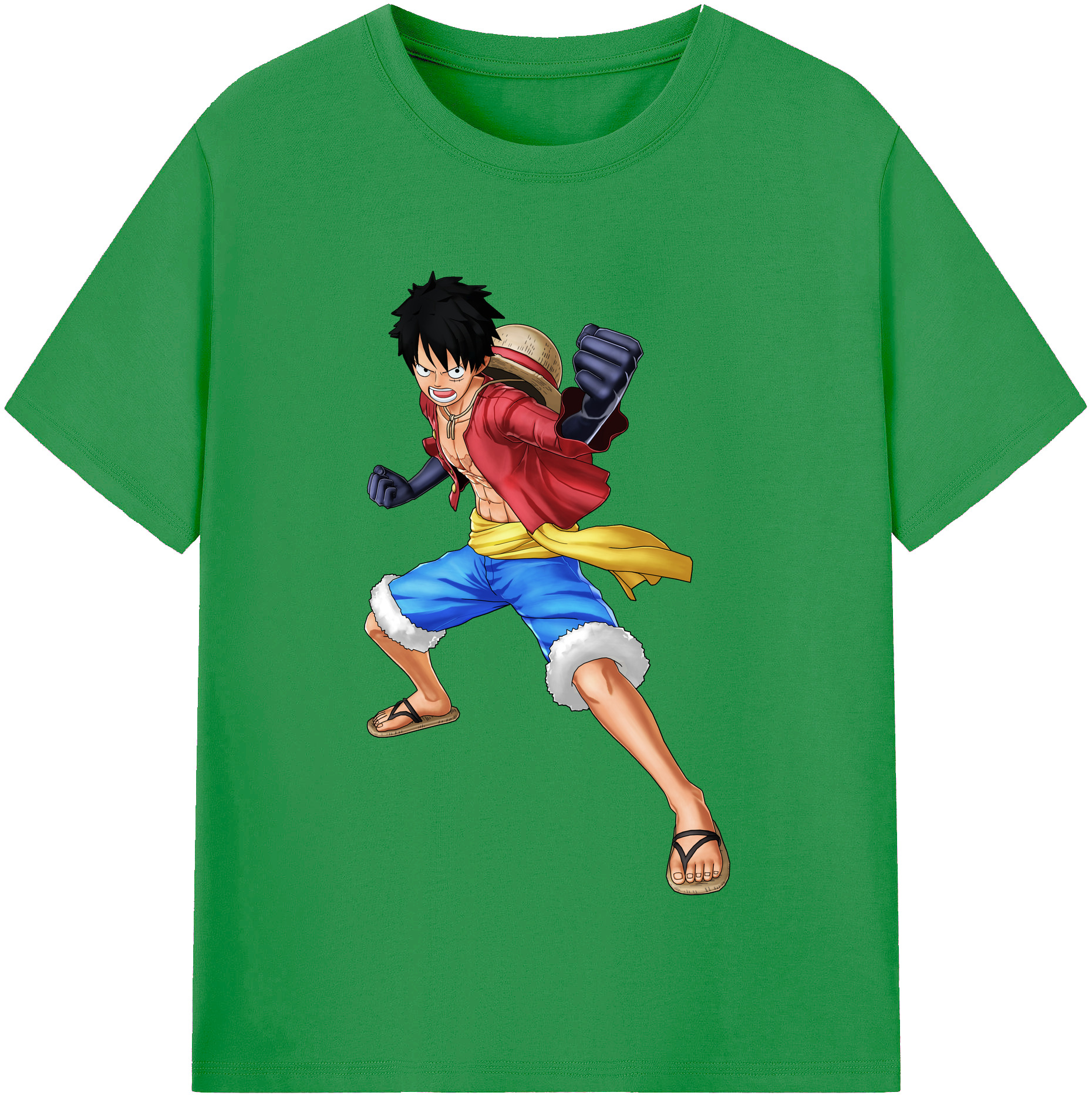 ワンピース モンキー・D・ルフィ ONE PIECE Monkey D. Luffy レディースカジュアルプリントTシャツ（綿100％）