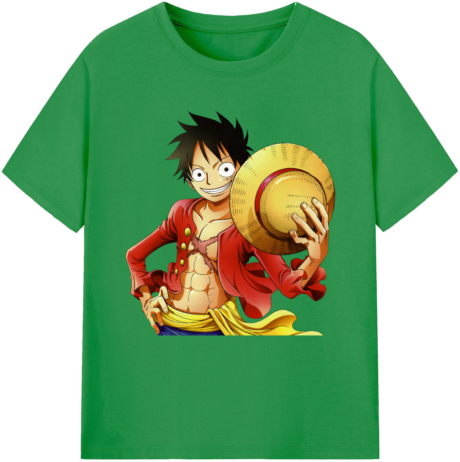 ワンピース モンキー・D・ルフィ ONE PIECE Monkey D. Luffy レディースカジュアルプリントTシャツ（綿100％）