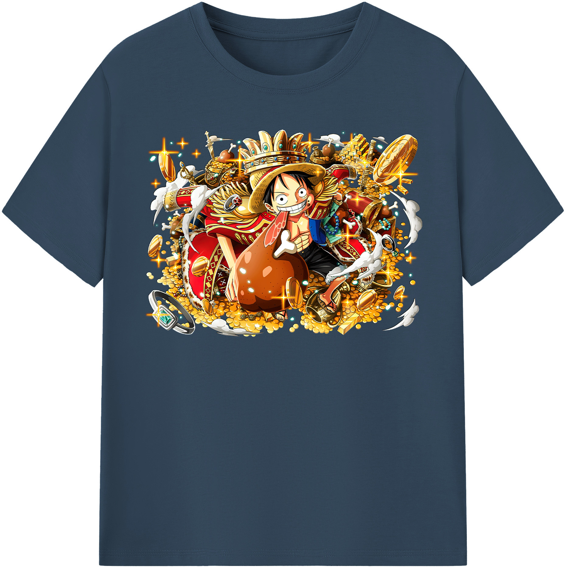 ワンピース モンキー・D・ルフィ ONE PIECE Monkey D. Luffy レディースカジュアルプリントTシャツ（綿100％）