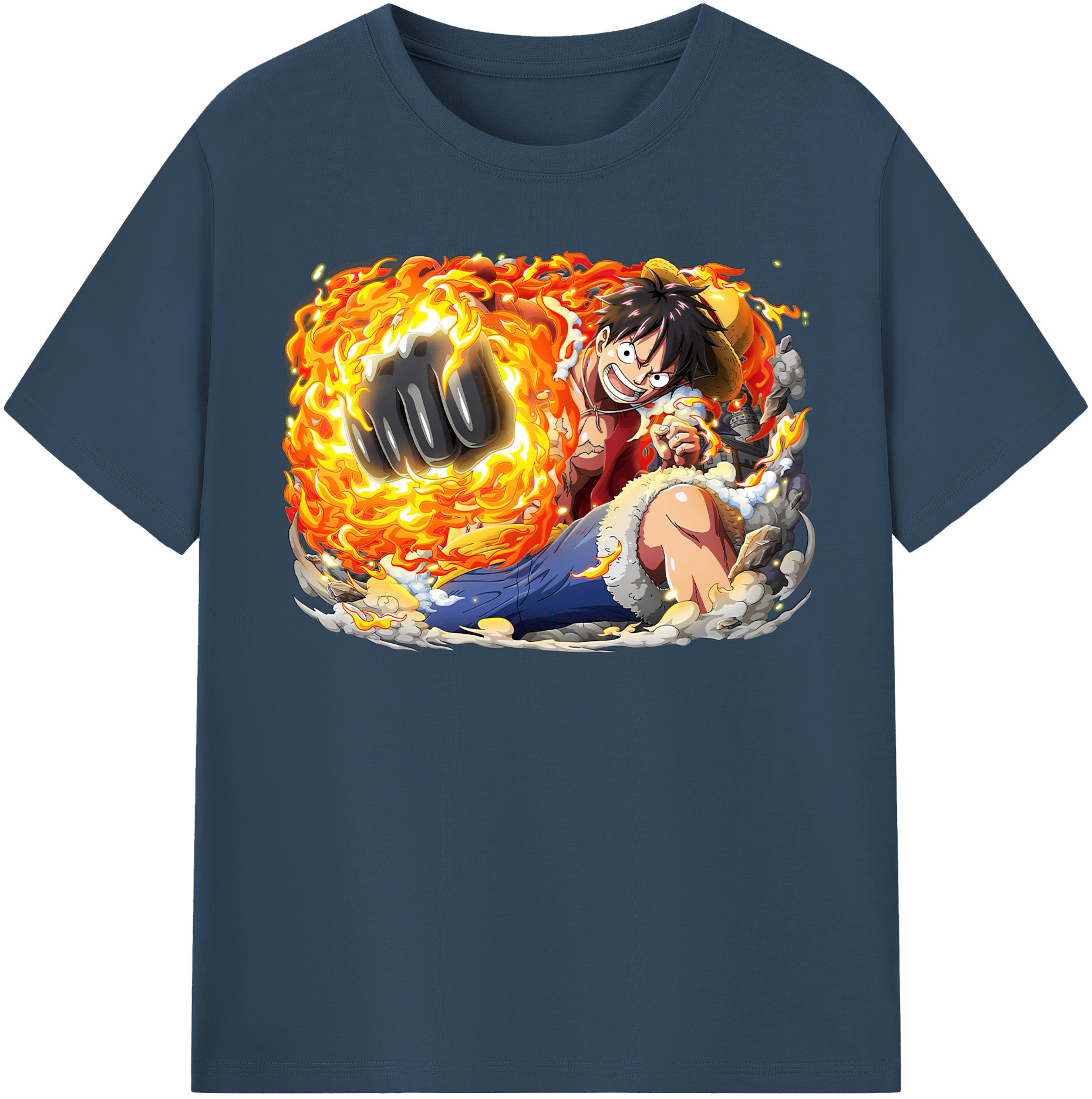 ワンピース モンキー・D・ルフィ ONE PIECE Monkey D. Luffy レディースカジュアルプリントTシャツ（綿100％）