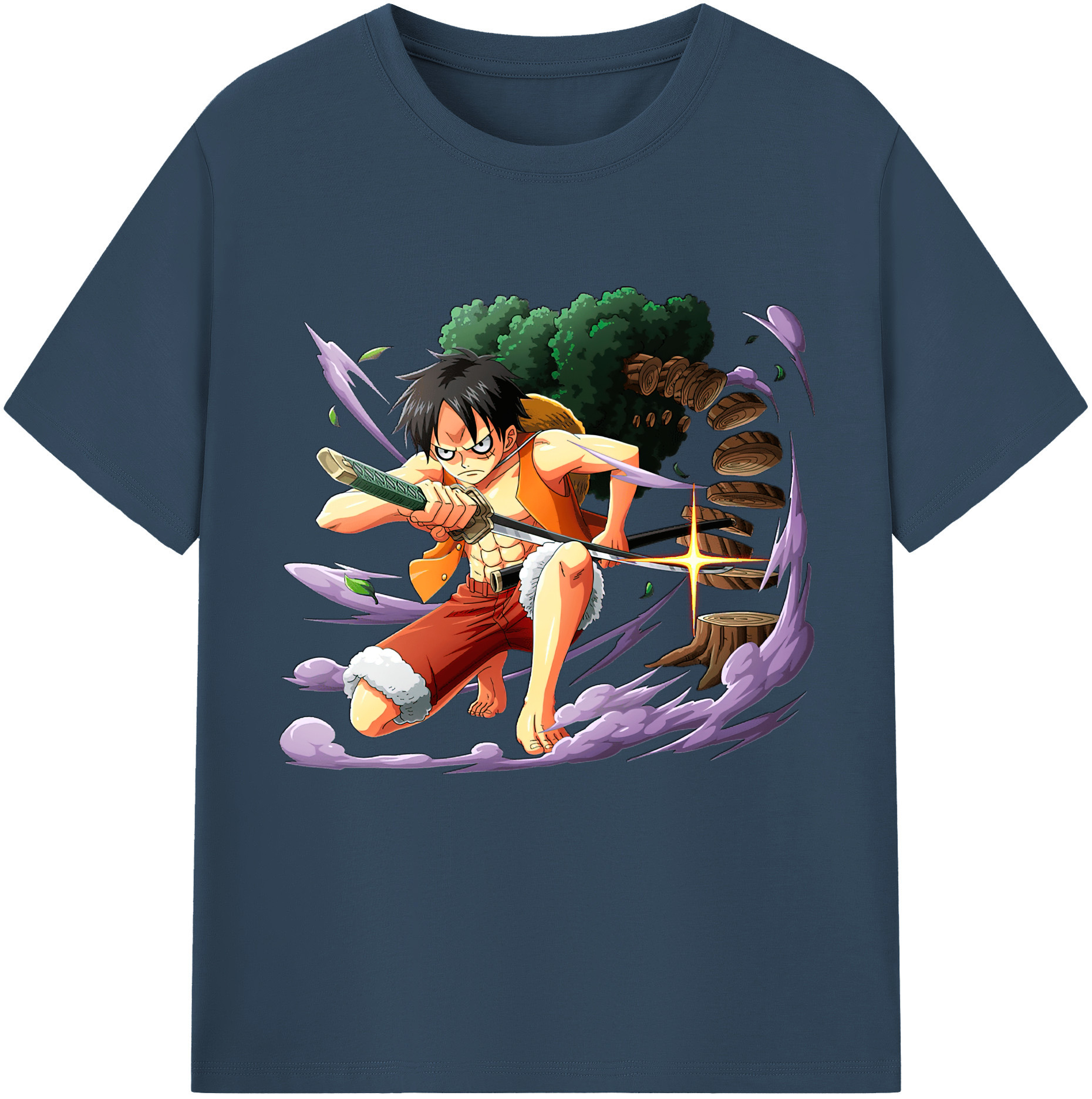 ワンピース モンキー・D・ルフィ ONE PIECE Monkey D. Luffy レディースカジュアルプリントTシャツ（綿100％）