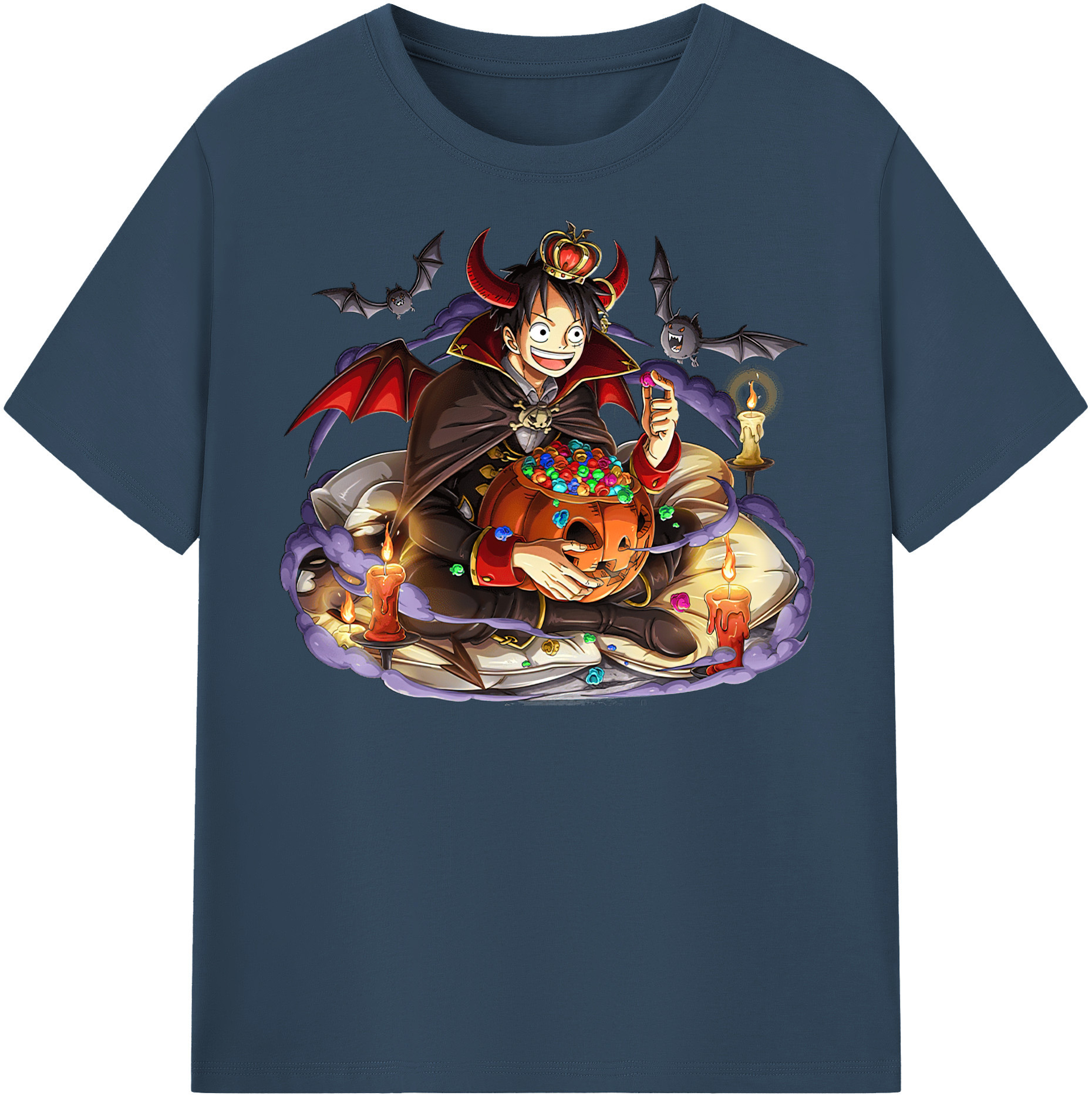 ワンピース モンキー・D・ルフィ ONE PIECE Monkey D. Luffy レディースカジュアルプリントTシャツ（綿100％）