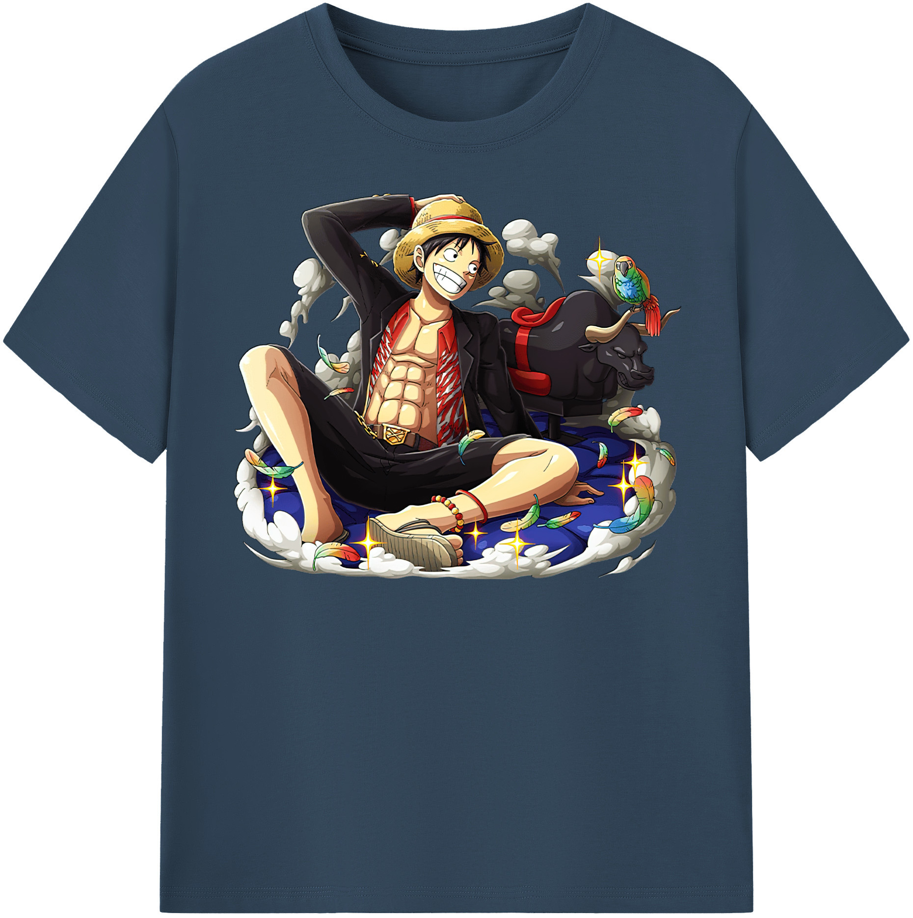 ワンピース モンキー・D・ルフィ ONE PIECE Monkey D. Luffy レディースカジュアルプリントTシャツ（綿100％）