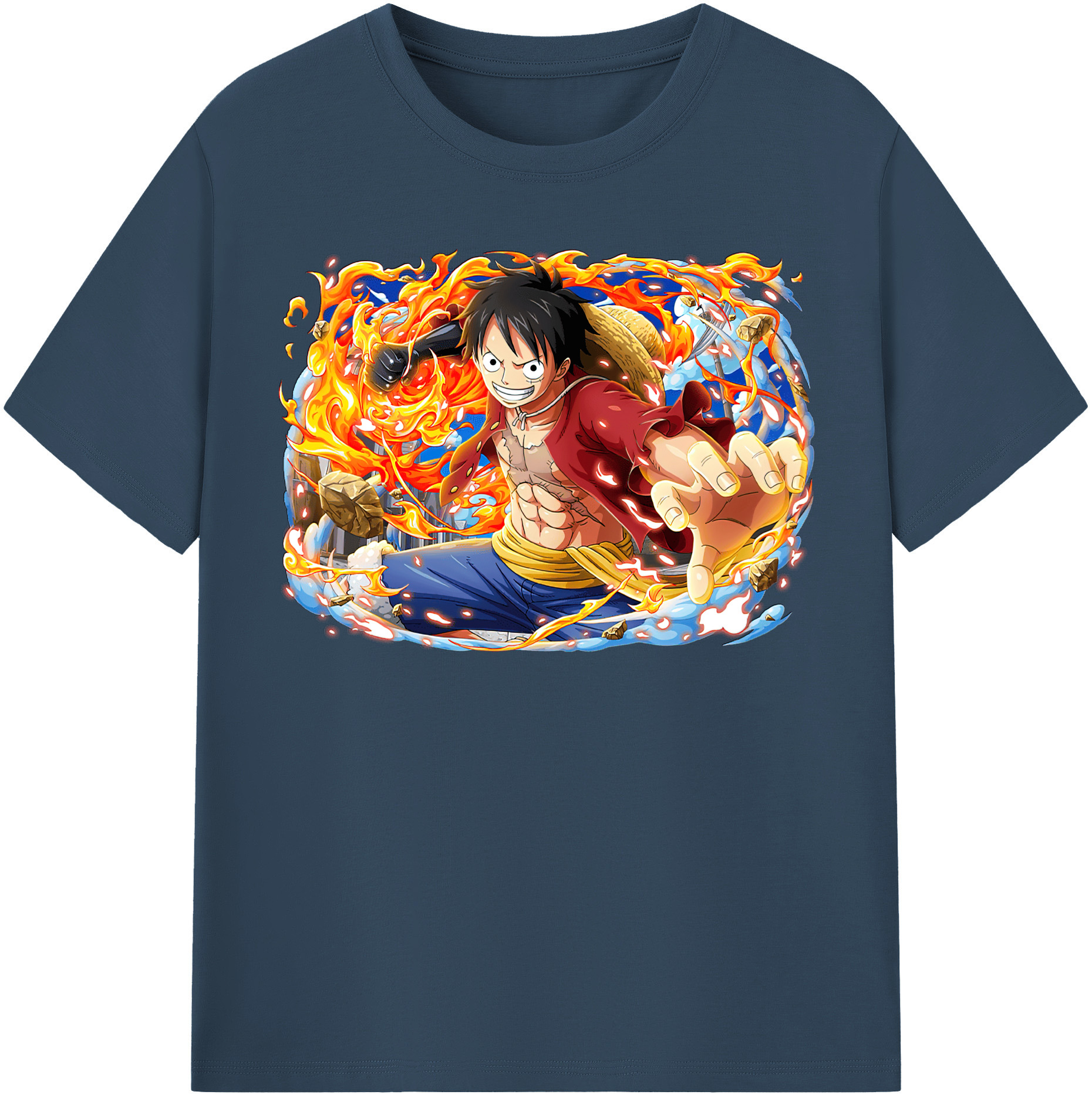 ワンピース モンキー・D・ルフィ ONE PIECE Monkey D. Luffy レディースカジュアルプリントTシャツ（綿100％）