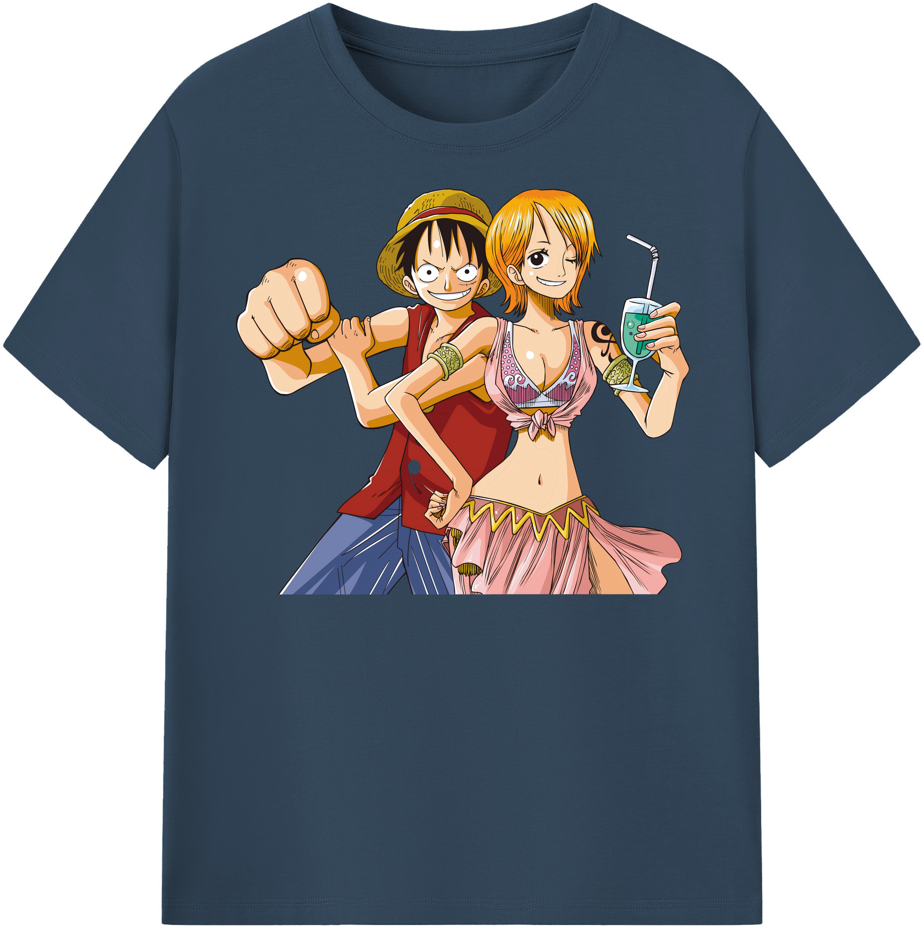 ワンピース モンキー・D・ルフィ ONE PIECE Monkey D. Luffy レディースカジュアルプリントTシャツ（綿100％）