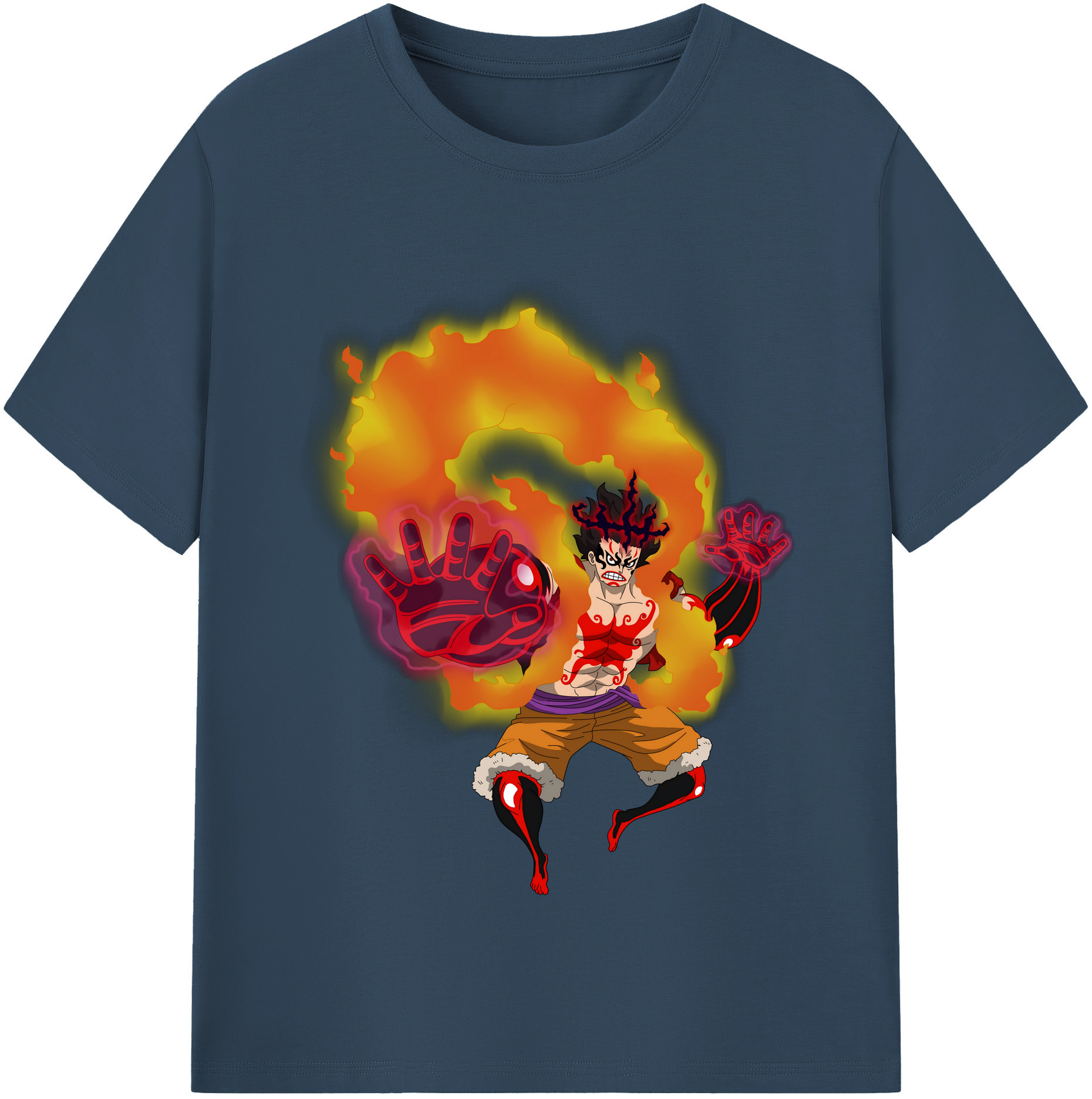 ワンピース モンキー・D・ルフィ ONE PIECE Monkey D. Luffy レディースカジュアルプリントTシャツ（綿100％）