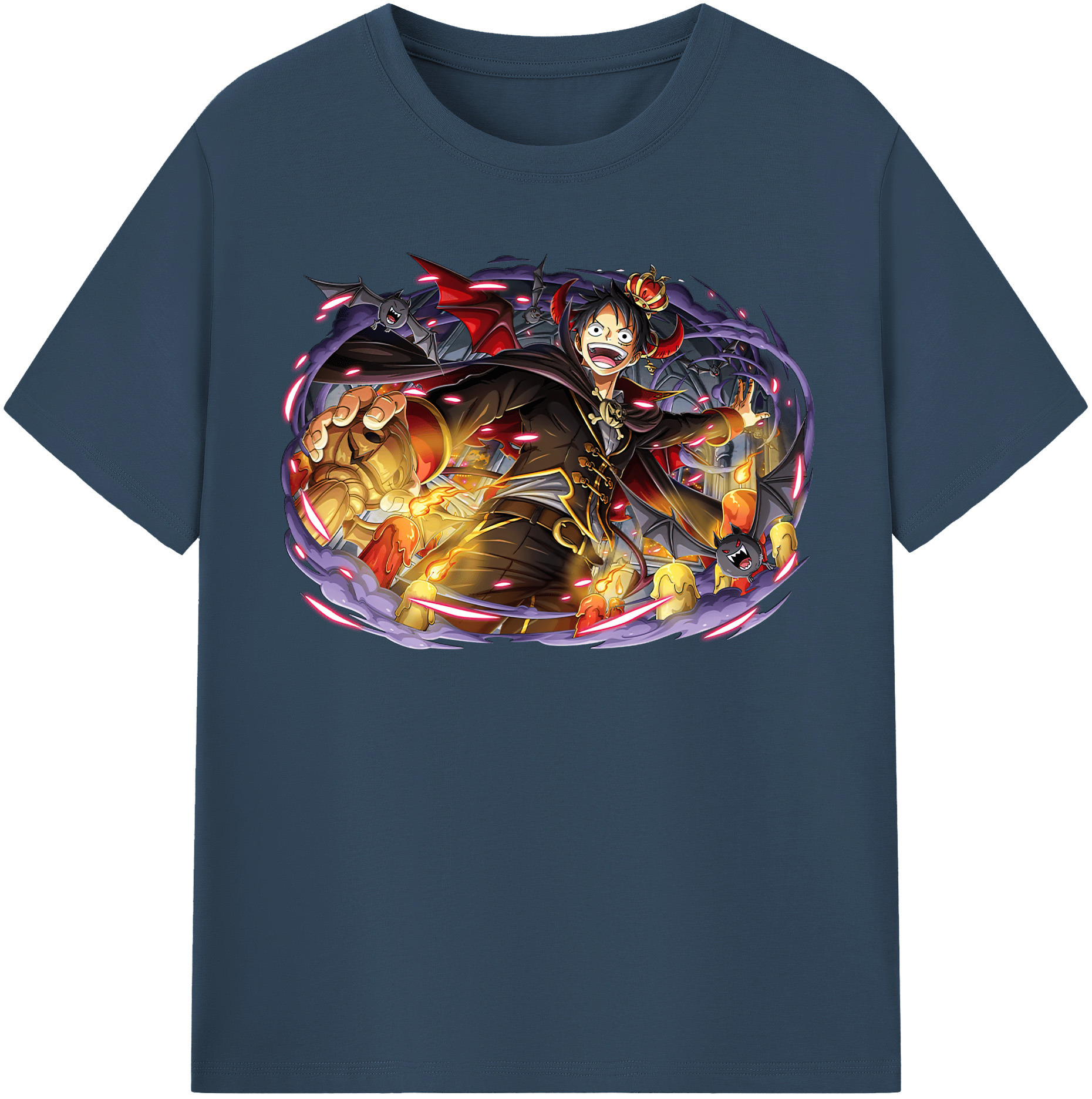 ワンピース モンキー・D・ルフィ ONE PIECE Monkey D. Luffy レディースカジュアルプリントTシャツ（綿100％）