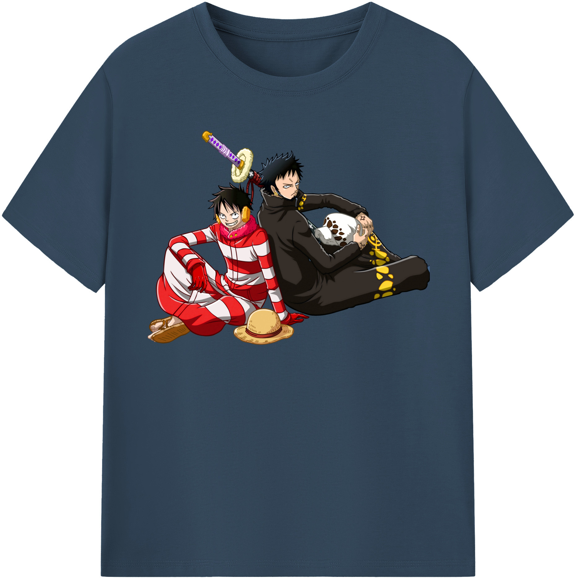 ワンピース モンキー・D・ルフィ ONE PIECE Monkey D. Luffy レディースカジュアルプリントTシャツ（綿100％）