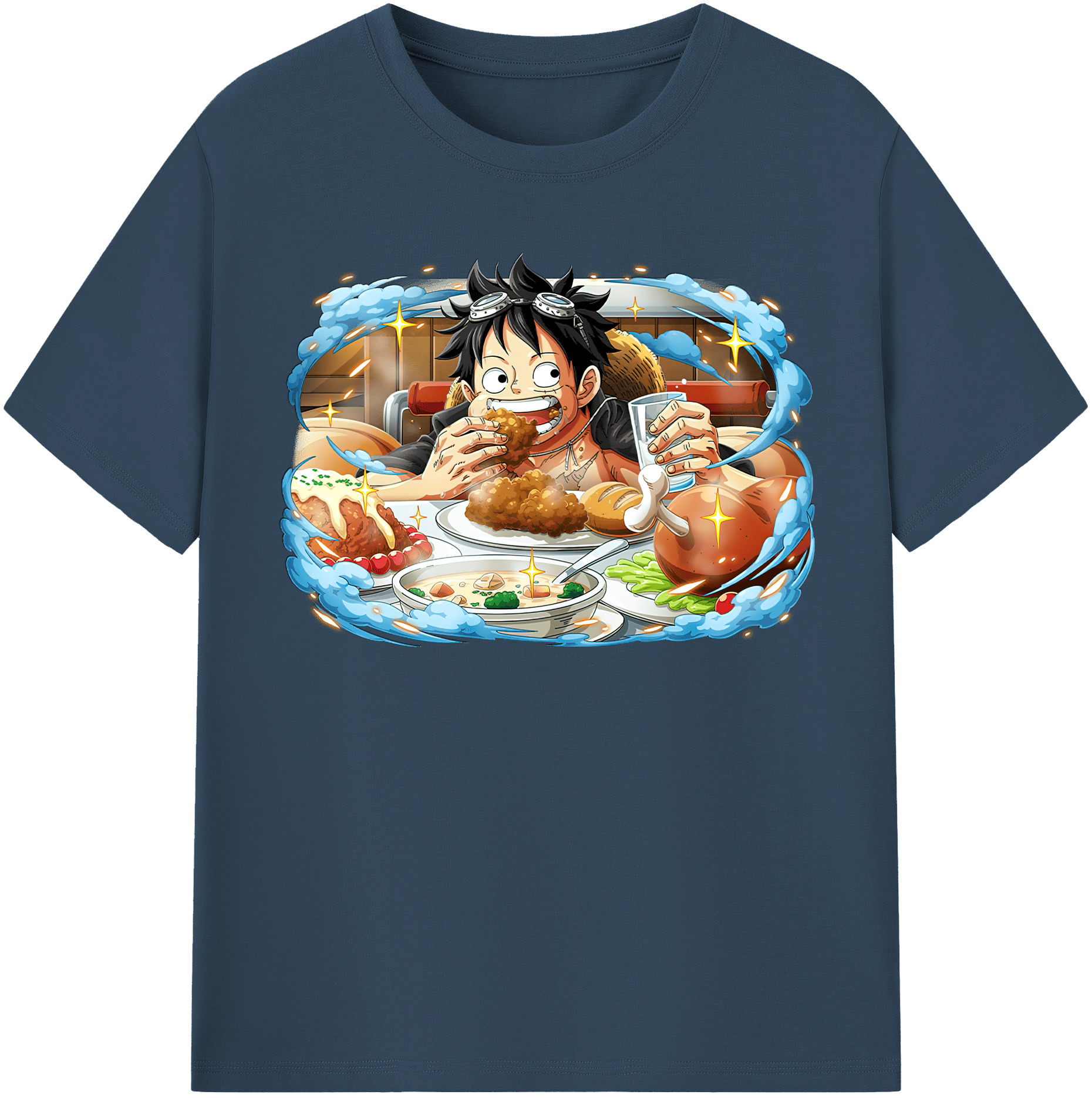 ワンピース モンキー・D・ルフィ ONE PIECE Monkey D. Luffy レディースカジュアルプリントTシャツ（綿100％）