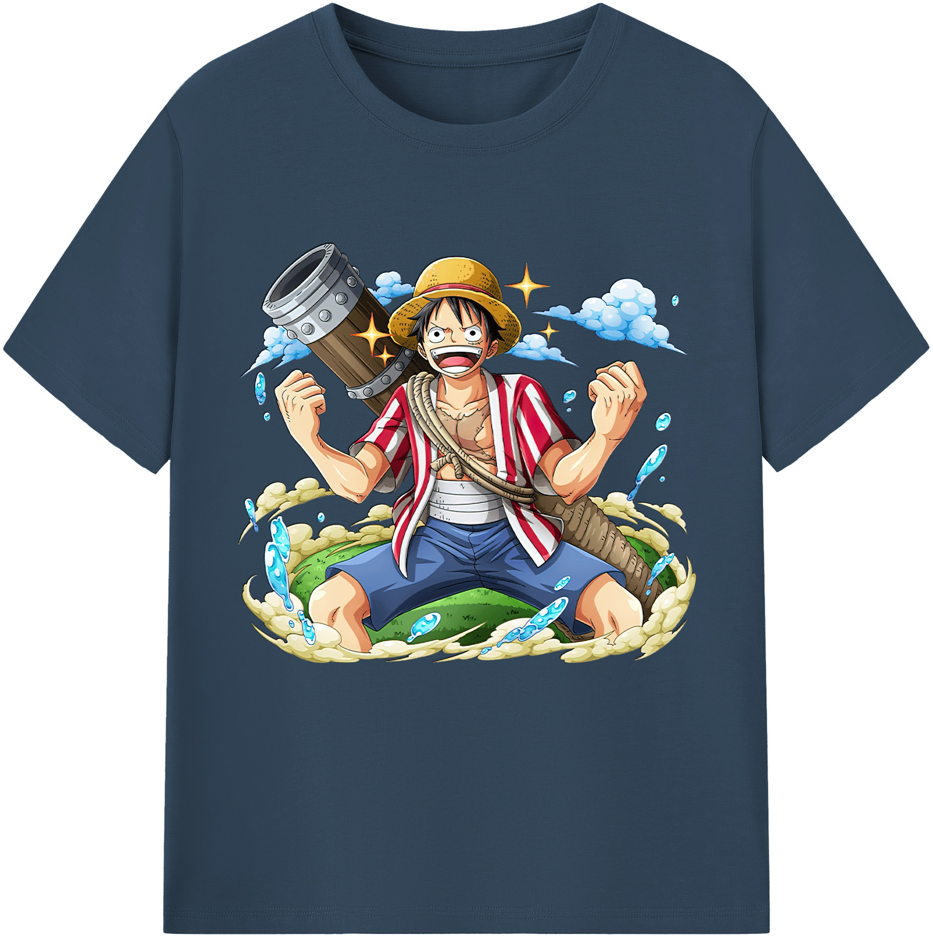 ワンピース モンキー・D・ルフィ ONE PIECE Monkey D. Luffy レディースカジュアルプリントTシャツ（綿100％）