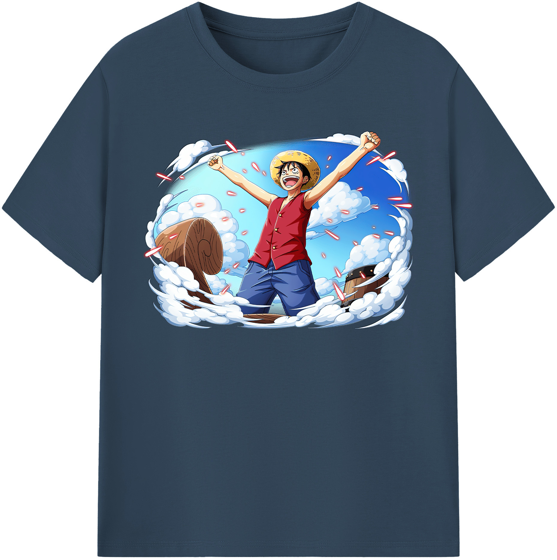 ワンピース モンキー・D・ルフィ ONE PIECE Monkey D. Luffy レディースカジュアルプリントTシャツ（綿100％）