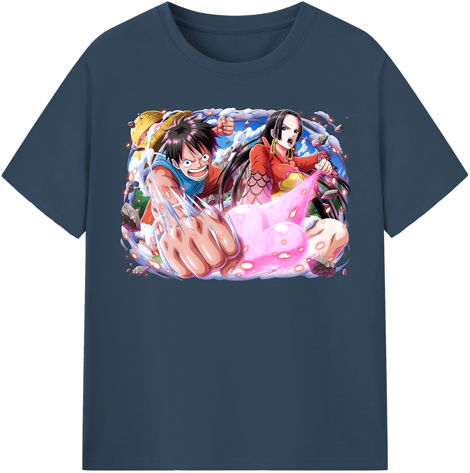 ワンピース モンキー・D・ルフィ ONE PIECE Monkey D. Luffy レディースカジュアルプリントTシャツ（綿100％）