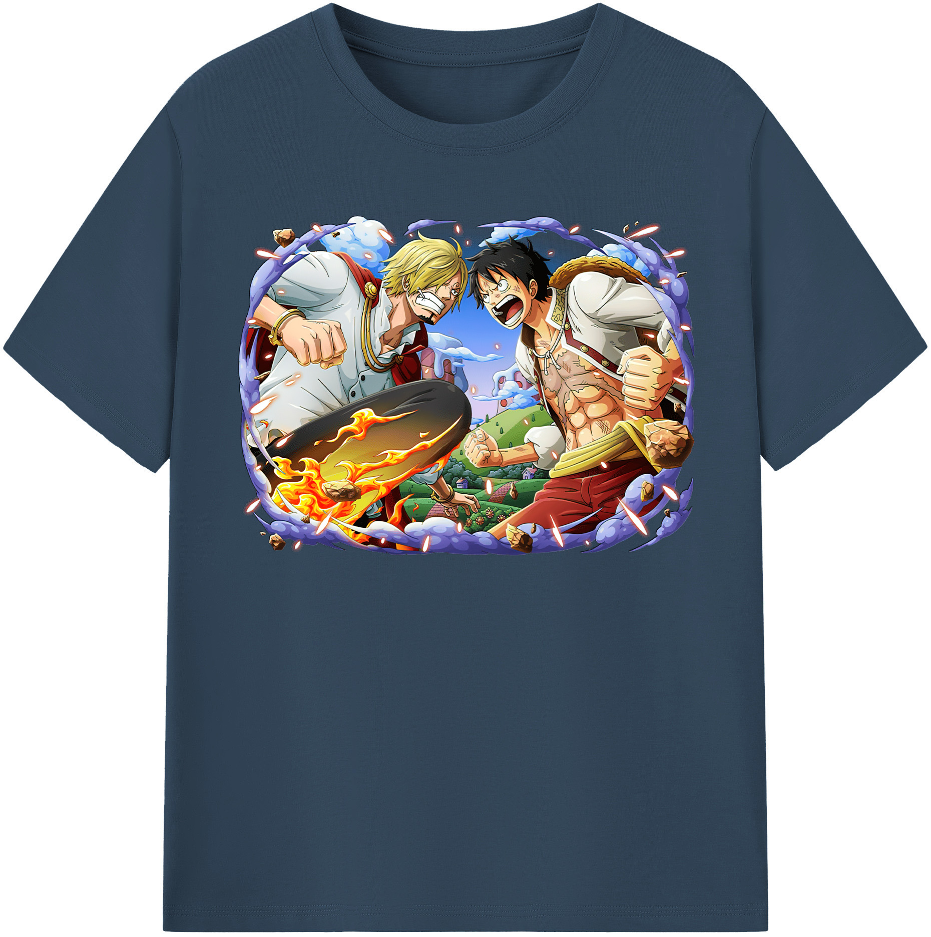 ワンピース モンキー・D・ルフィ ONE PIECE Monkey D. Luffy レディースカジュアルプリントTシャツ（綿100％）