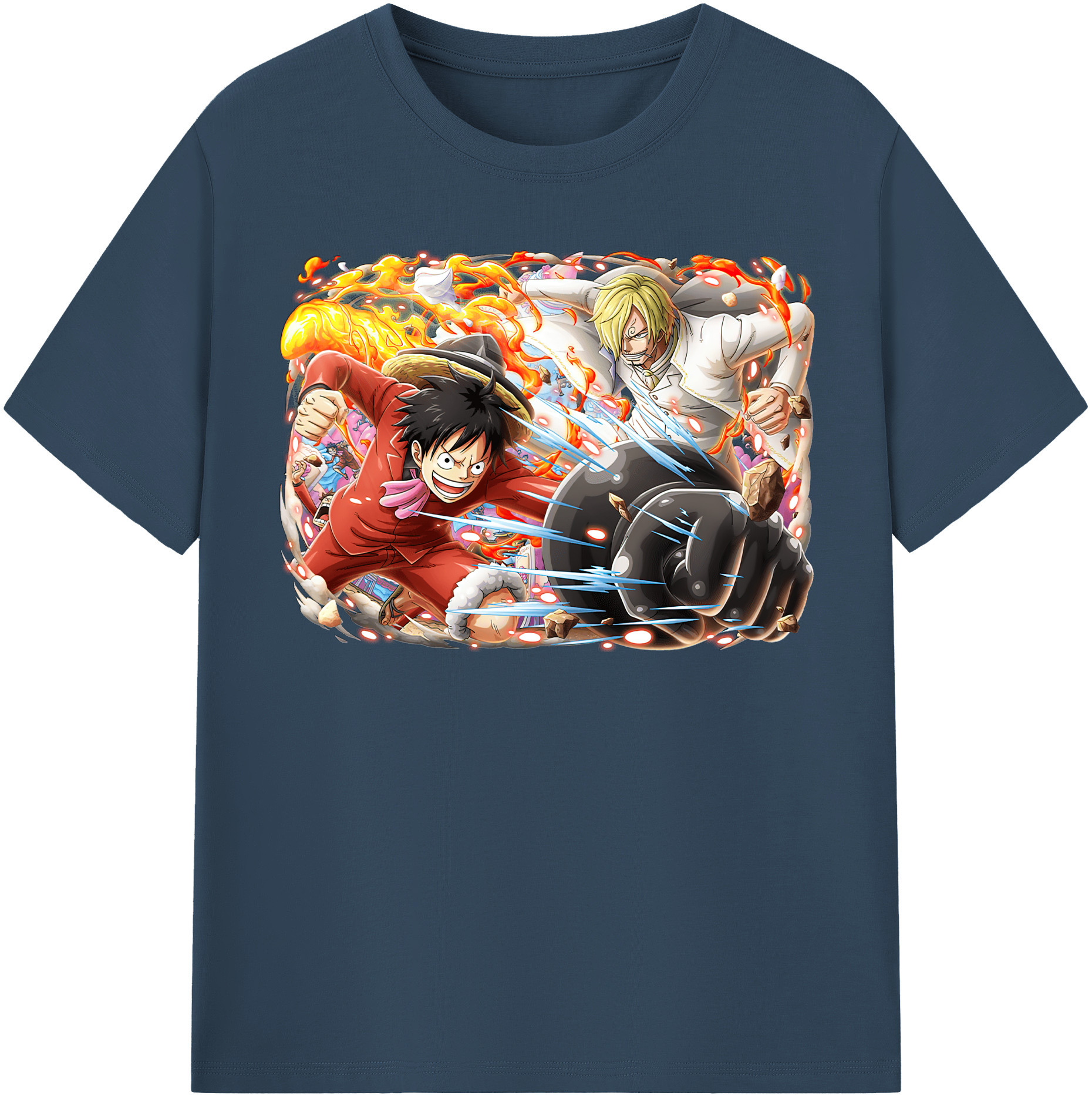 ワンピース モンキー・D・ルフィ ONE PIECE Monkey D. Luffy レディースカジュアルプリントTシャツ（綿100％）