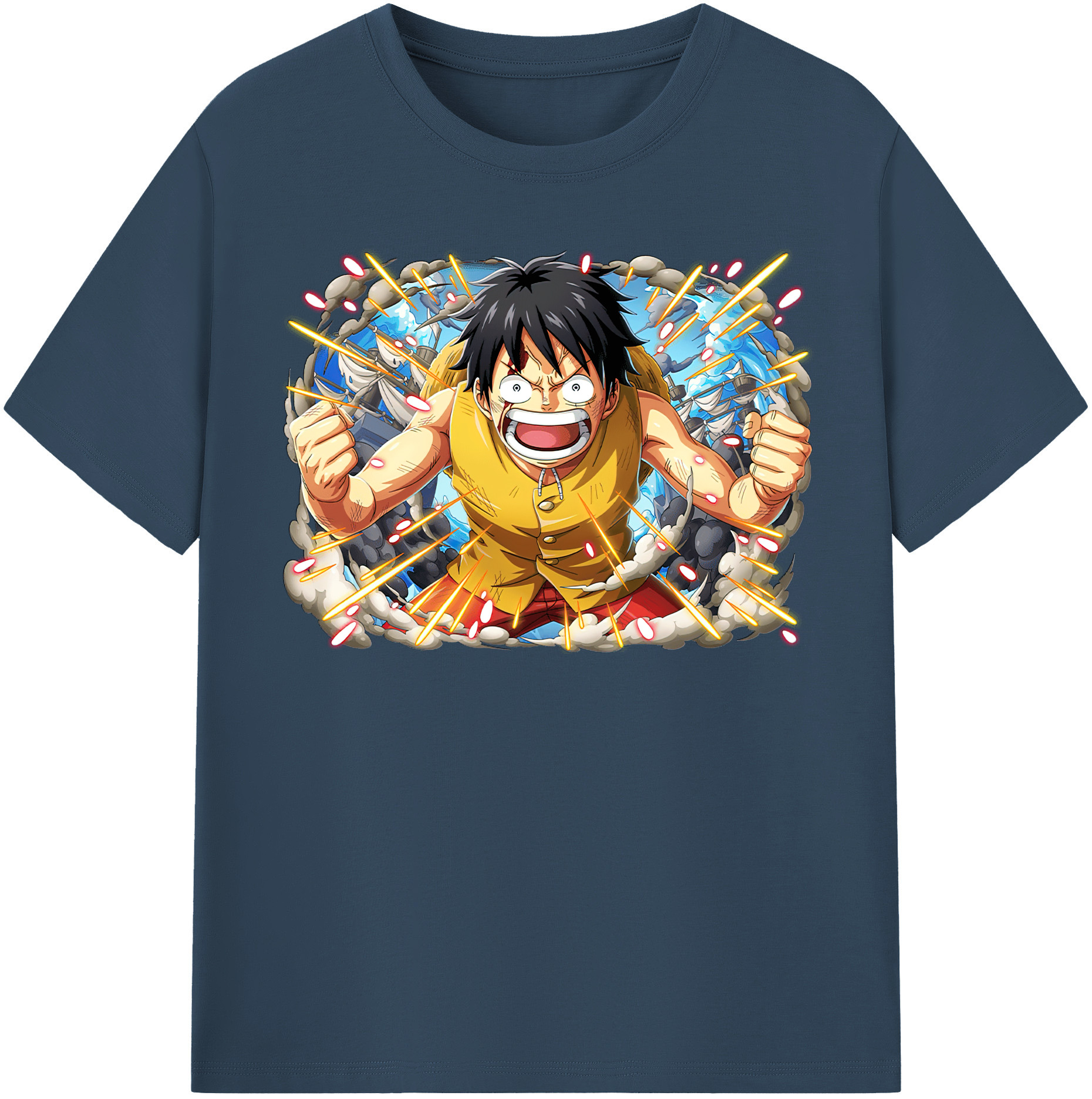 ワンピース モンキー・D・ルフィ ONE PIECE Monkey D. Luffy レディースカジュアルプリントTシャツ（綿100％）