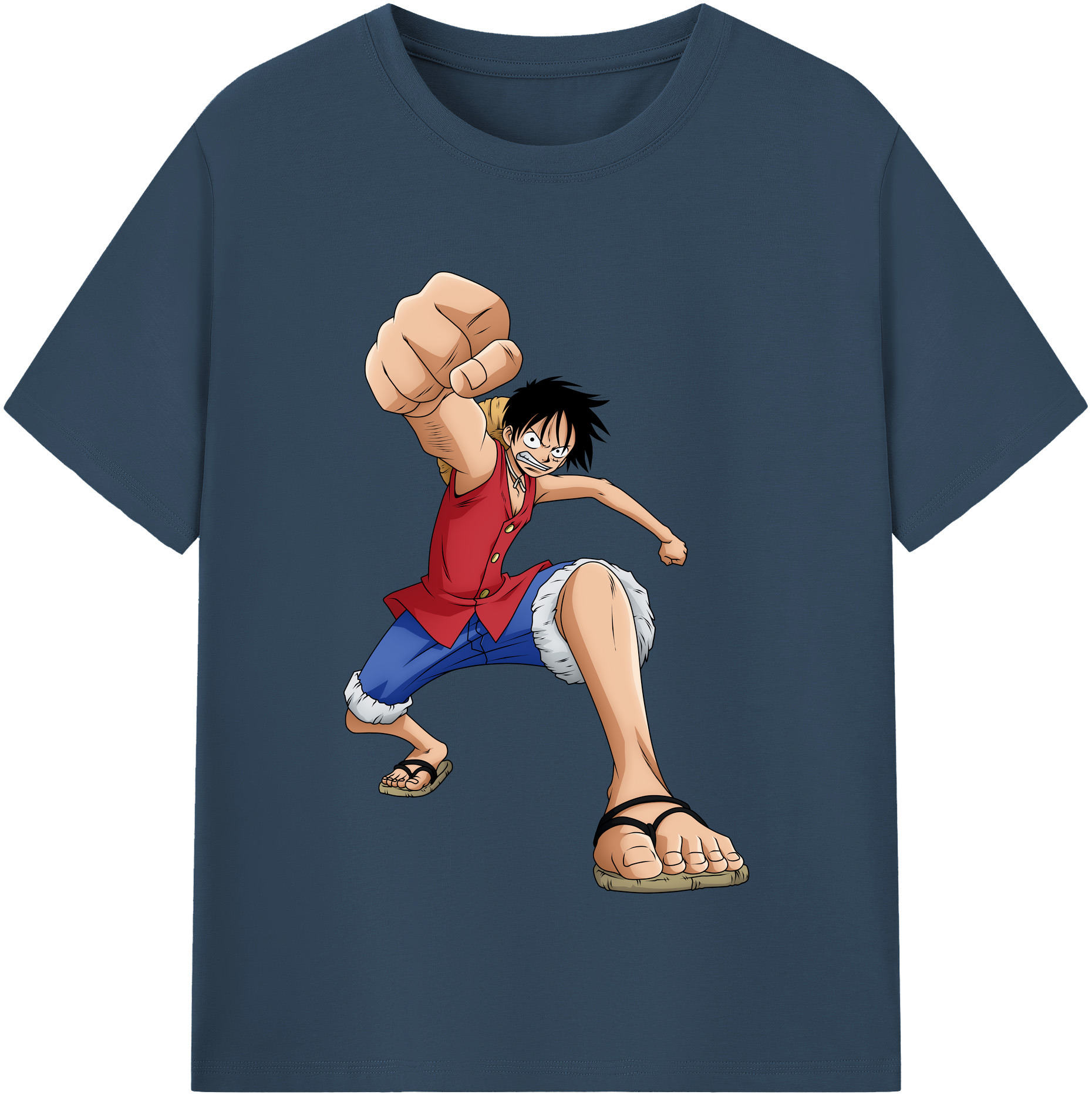 ワンピース モンキー・D・ルフィ ONE PIECE Monkey D. Luffy レディースカジュアルプリントTシャツ（綿100％）