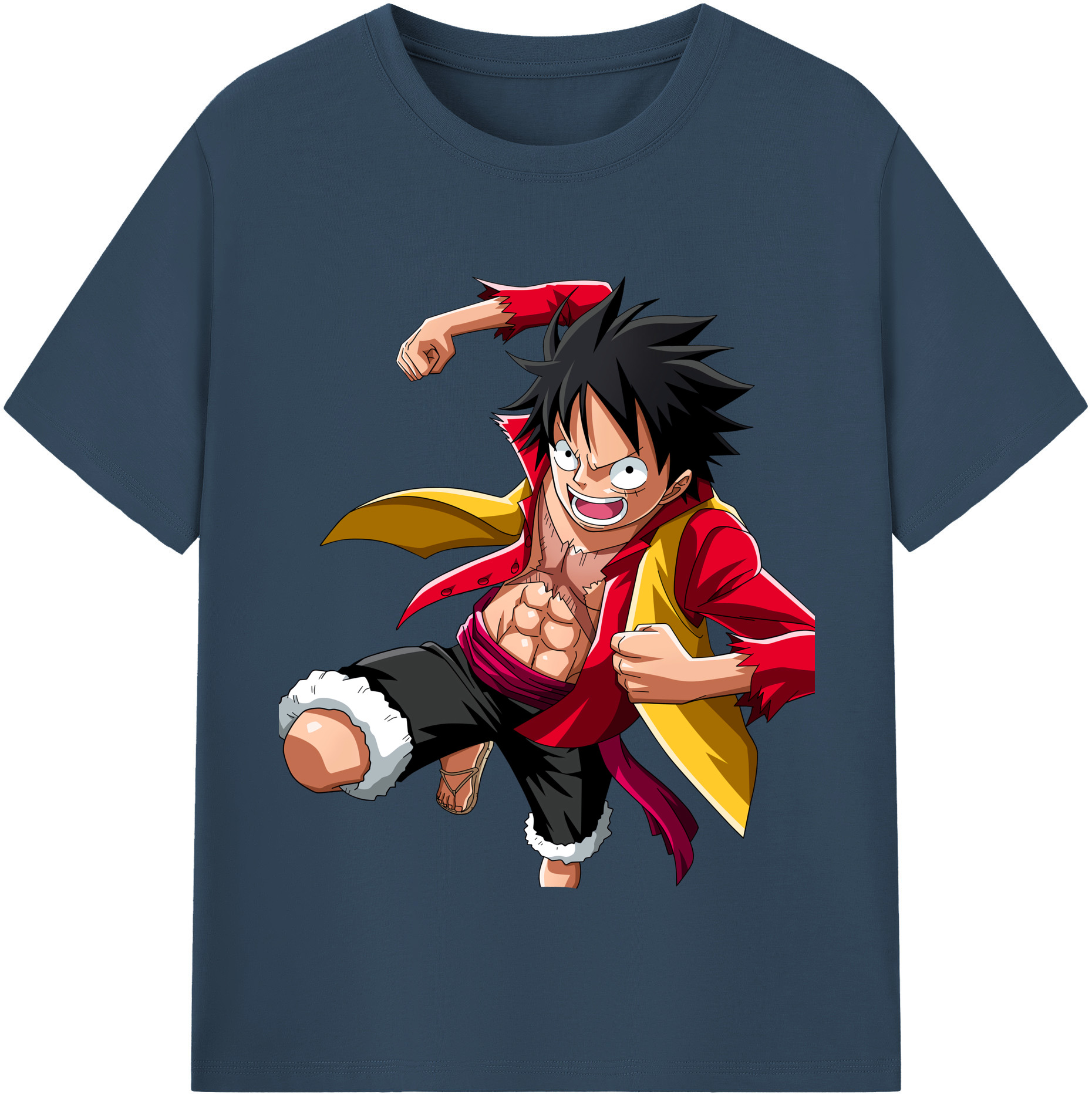 ワンピース モンキー・D・ルフィ ONE PIECE Monkey D. Luffy レディースカジュアルプリントTシャツ（綿100％）