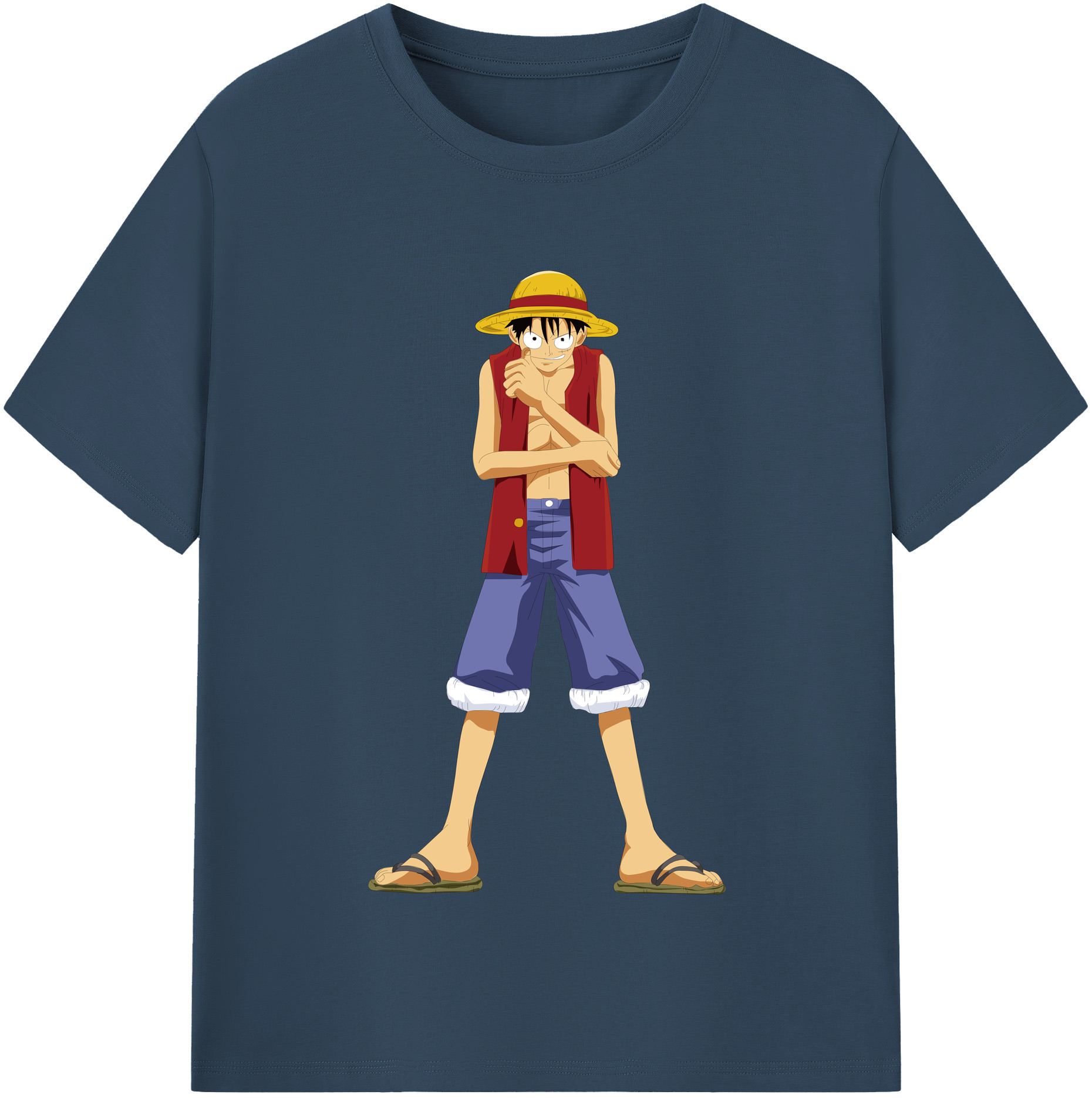 ワンピース モンキー・D・ルフィ ONE PIECE Monkey D. Luffy レディースカジュアルプリントTシャツ（綿100％）