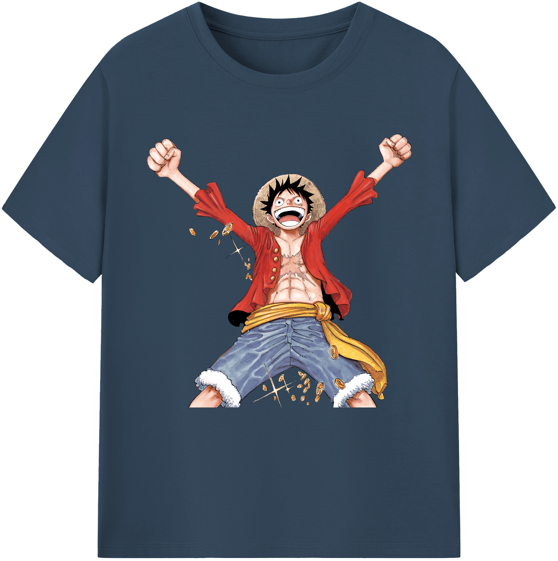 ワンピース モンキー・D・ルフィ ONE PIECE Monkey D. Luffy レディースカジュアルプリントTシャツ（綿100％）
