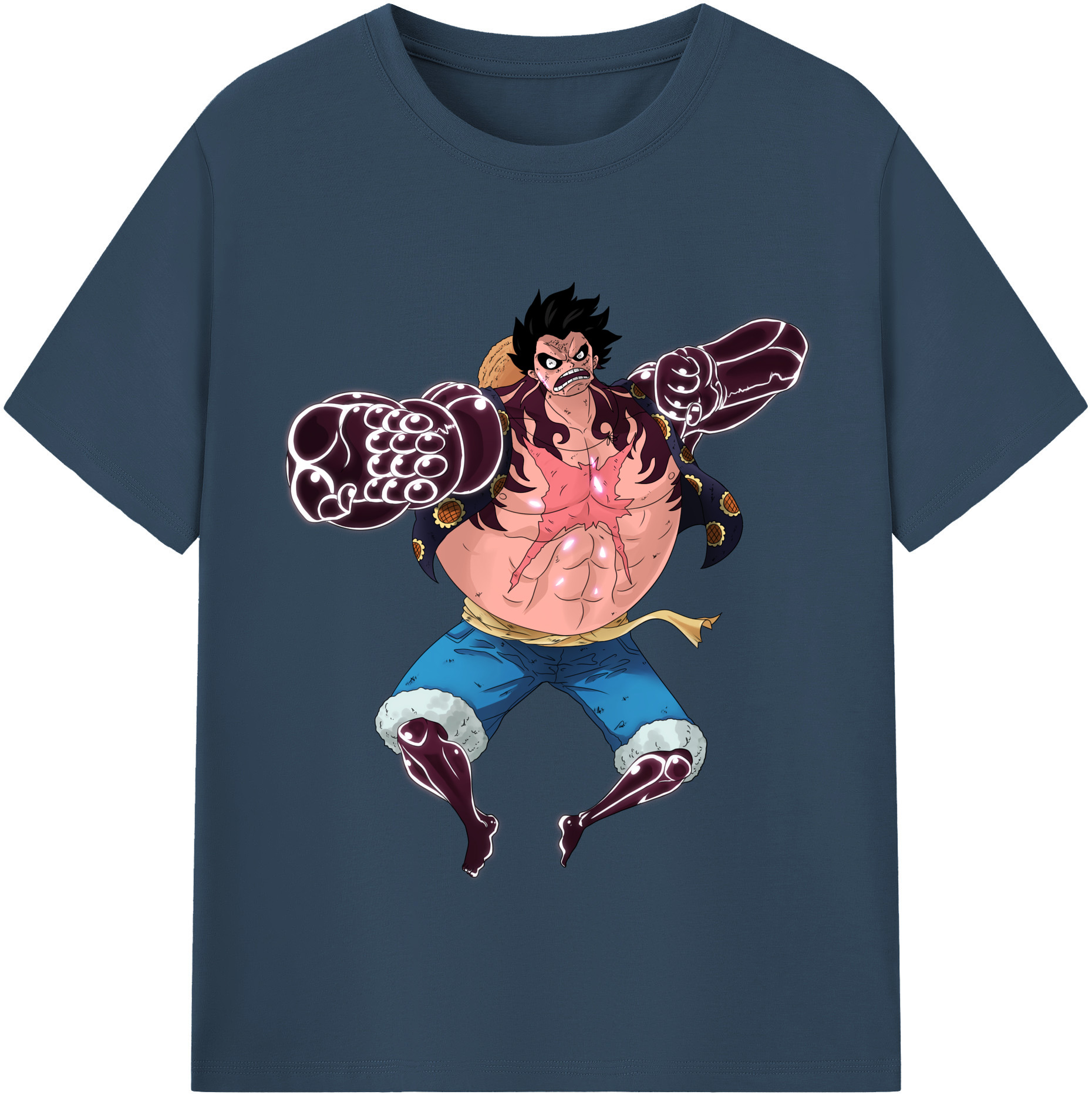 ワンピース モンキー・D・ルフィ ONE PIECE Monkey D. Luffy レディースカジュアルプリントTシャツ（綿100％）