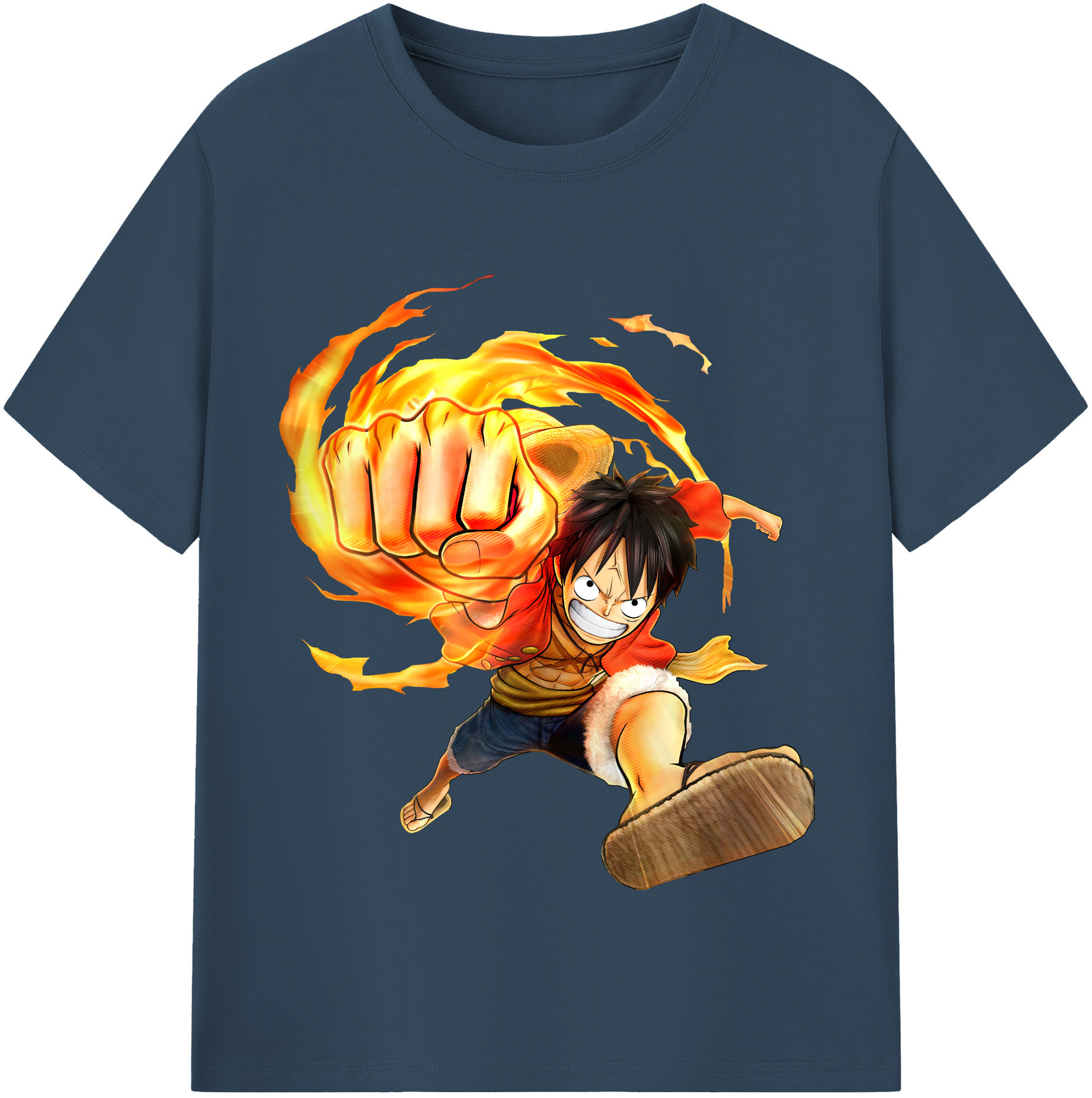 ワンピース モンキー・D・ルフィ ONE PIECE Monkey D. Luffy レディースカジュアルプリントTシャツ（綿100％）