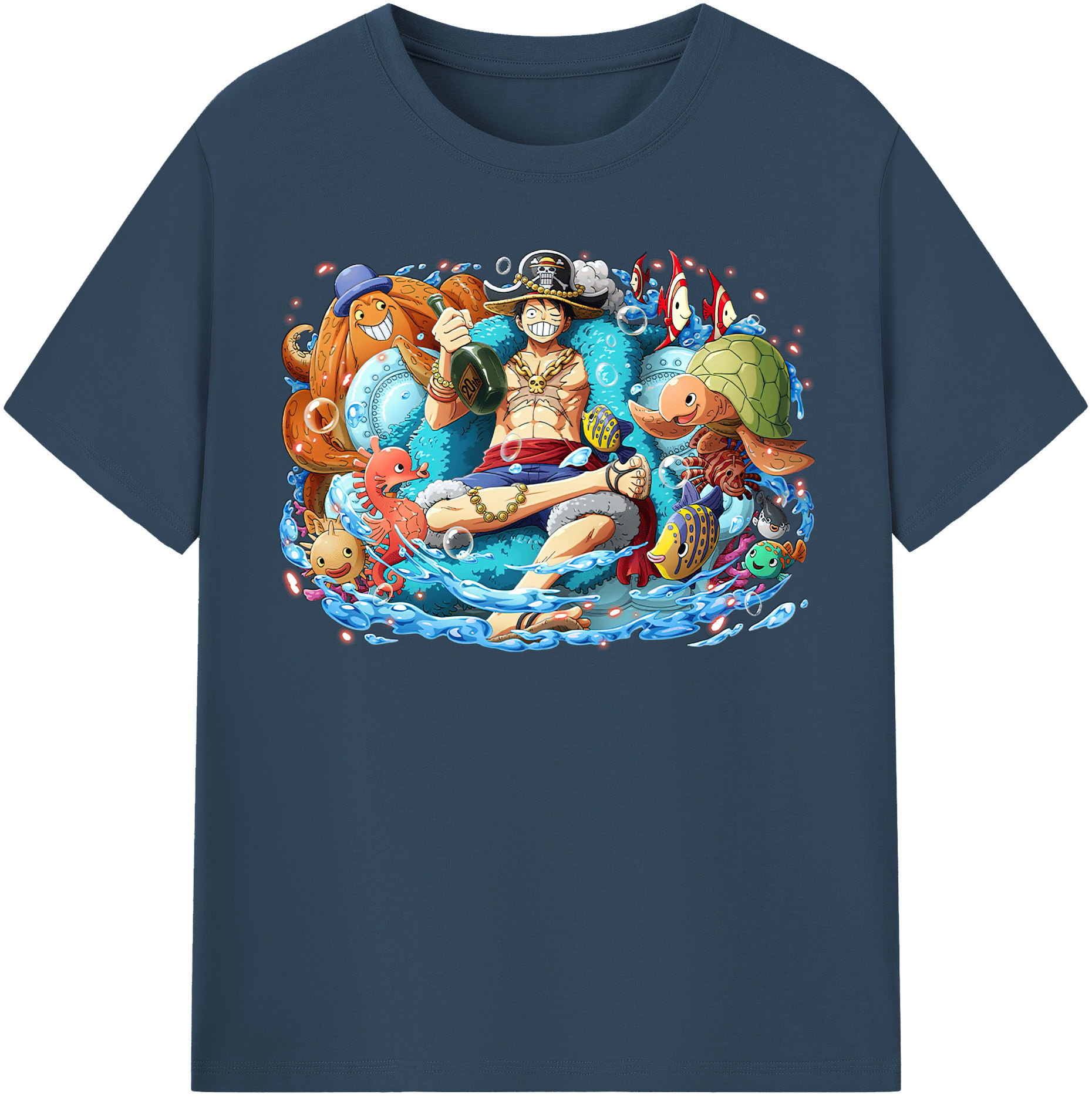 ワンピース モンキー・D・ルフィ ONE PIECE Monkey D. Luffy レディースカジュアルプリントTシャツ（綿100％）