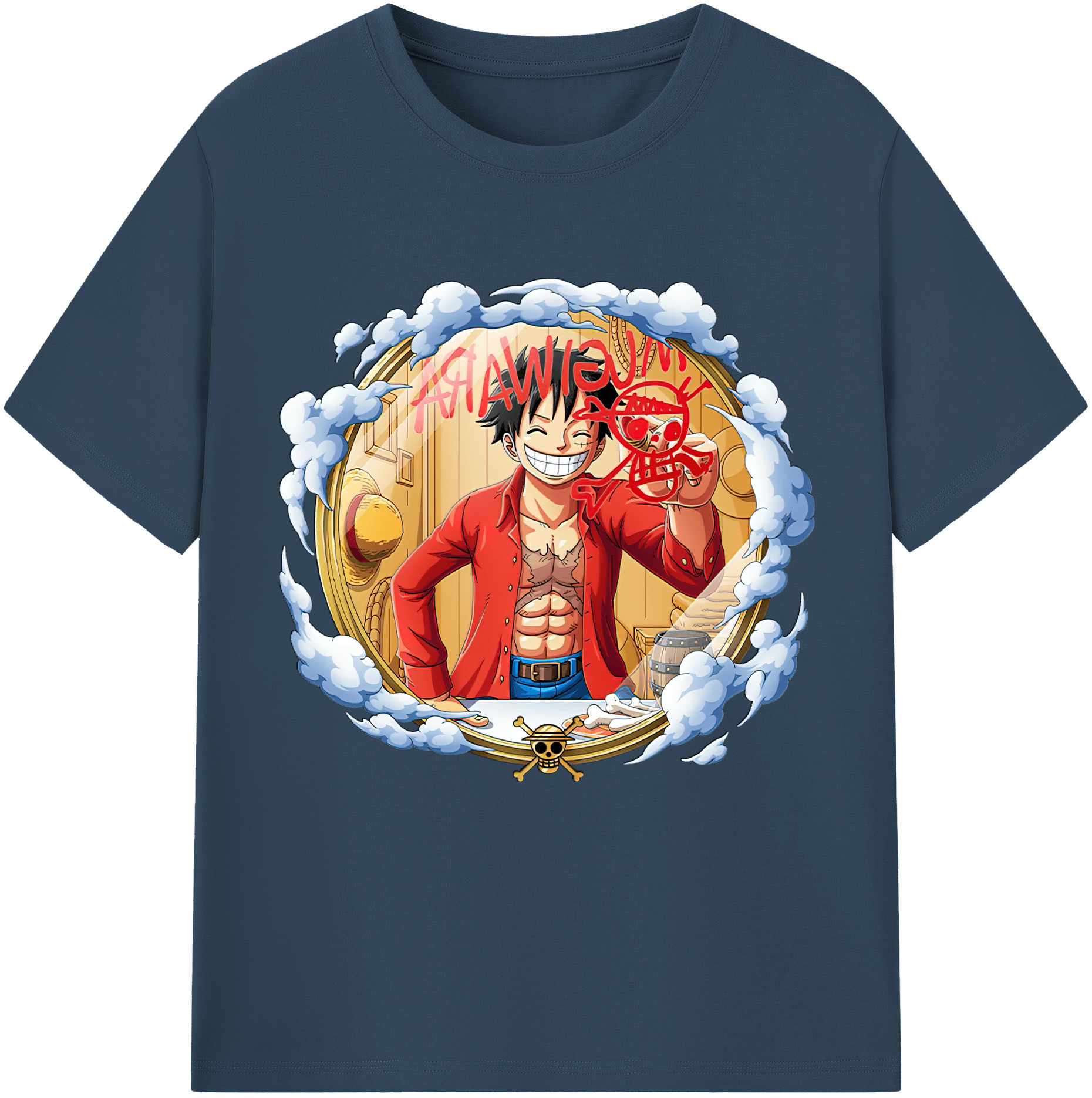 ワンピース モンキー・D・ルフィ ONE PIECE Monkey D. Luffy レディースカジュアルプリントTシャツ（綿100％）