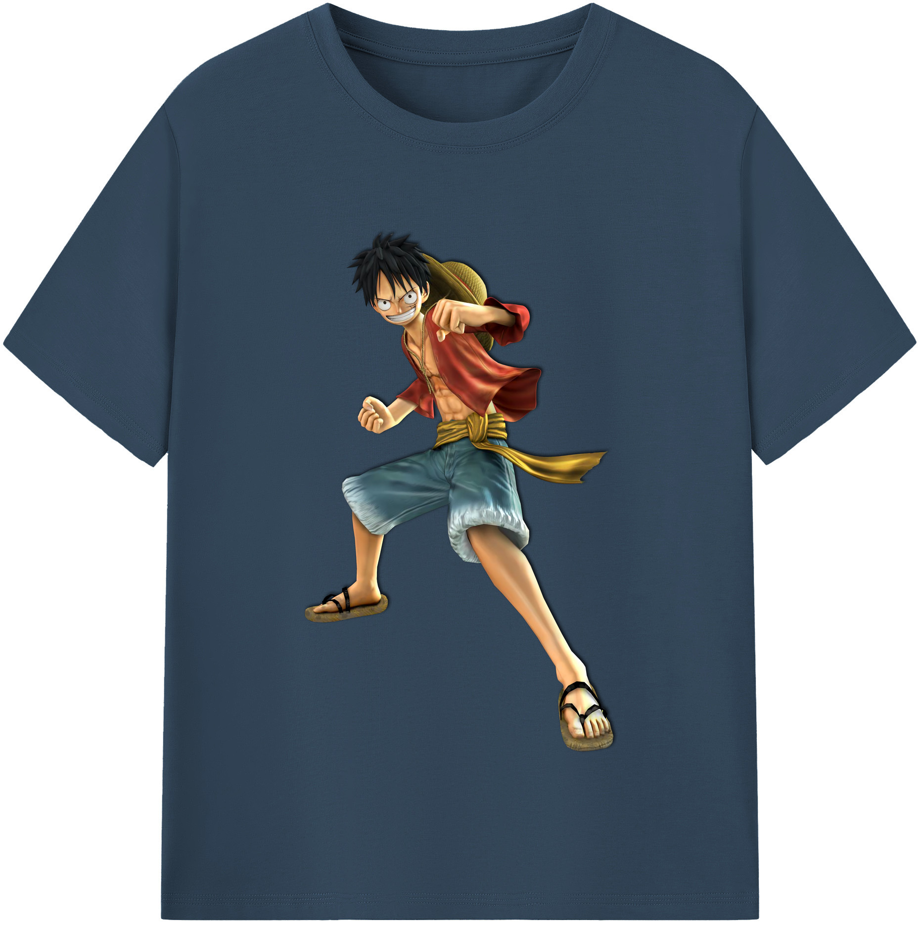 ワンピース モンキー・D・ルフィ ONE PIECE Monkey D. Luffy レディースカジュアルプリントTシャツ（綿100％）