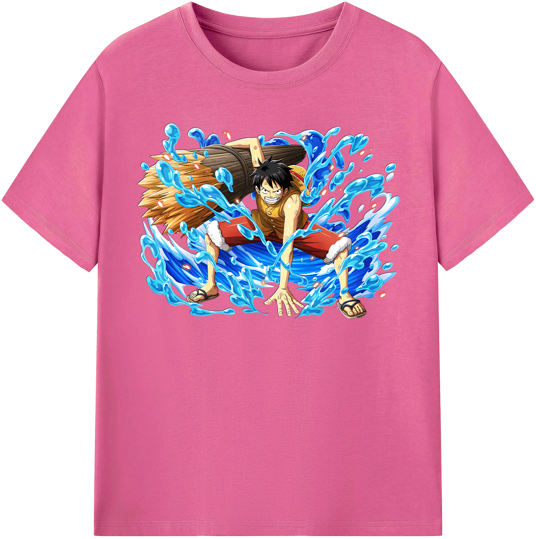 ワンピース モンキー・D・ルフィ ONE PIECE Monkey D. Luffy レディースカジュアルプリントTシャツ（綿100％）