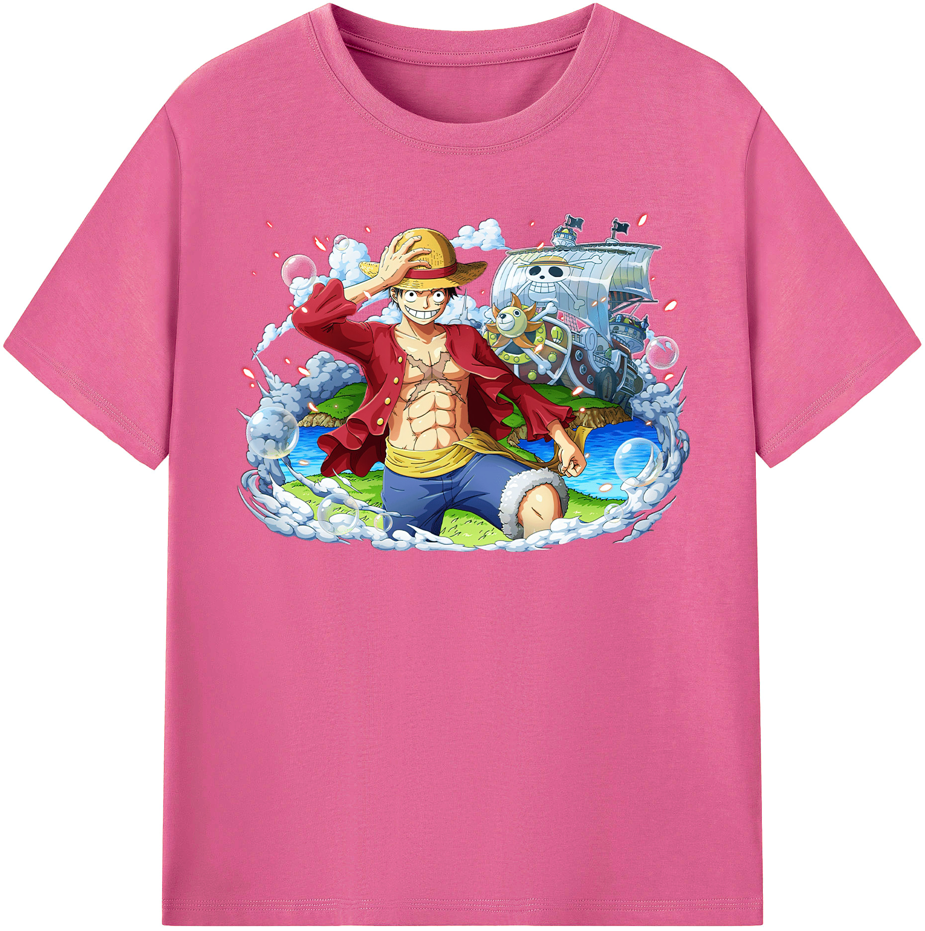 ワンピース モンキー・D・ルフィ ONE PIECE Monkey D. Luffy レディースカジュアルプリントTシャツ（綿100％）