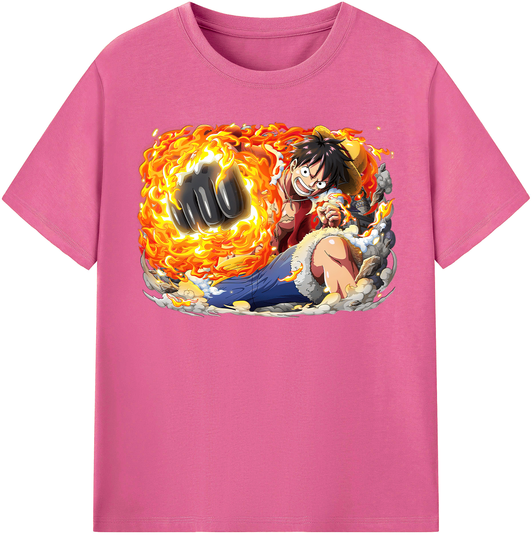 ワンピース モンキー・D・ルフィ ONE PIECE Monkey D. Luffy レディースカジュアルプリントTシャツ（綿100％）