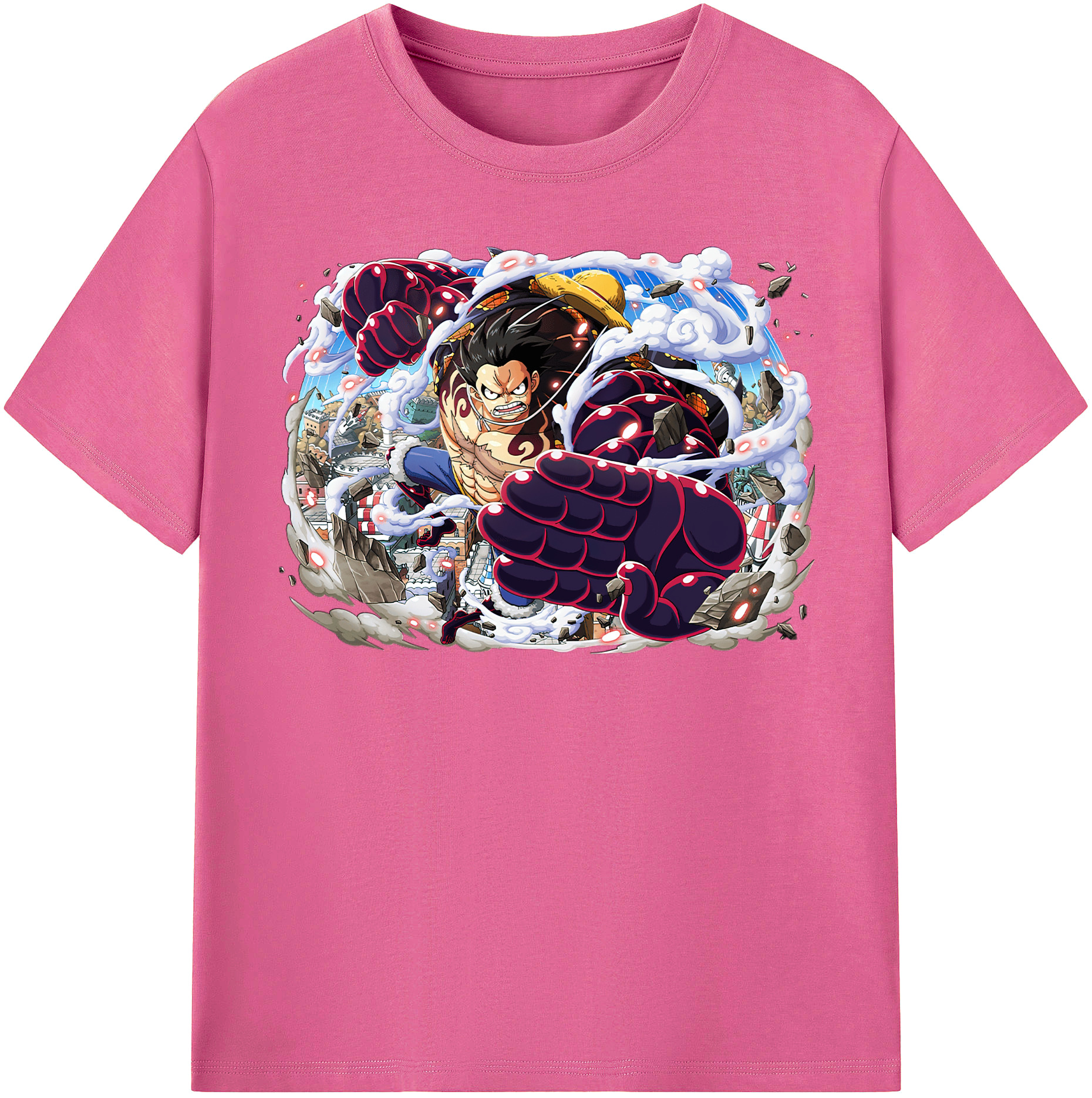ワンピース モンキー・D・ルフィ ONE PIECE Monkey D. Luffy レディースカジュアルプリントTシャツ（綿100％）