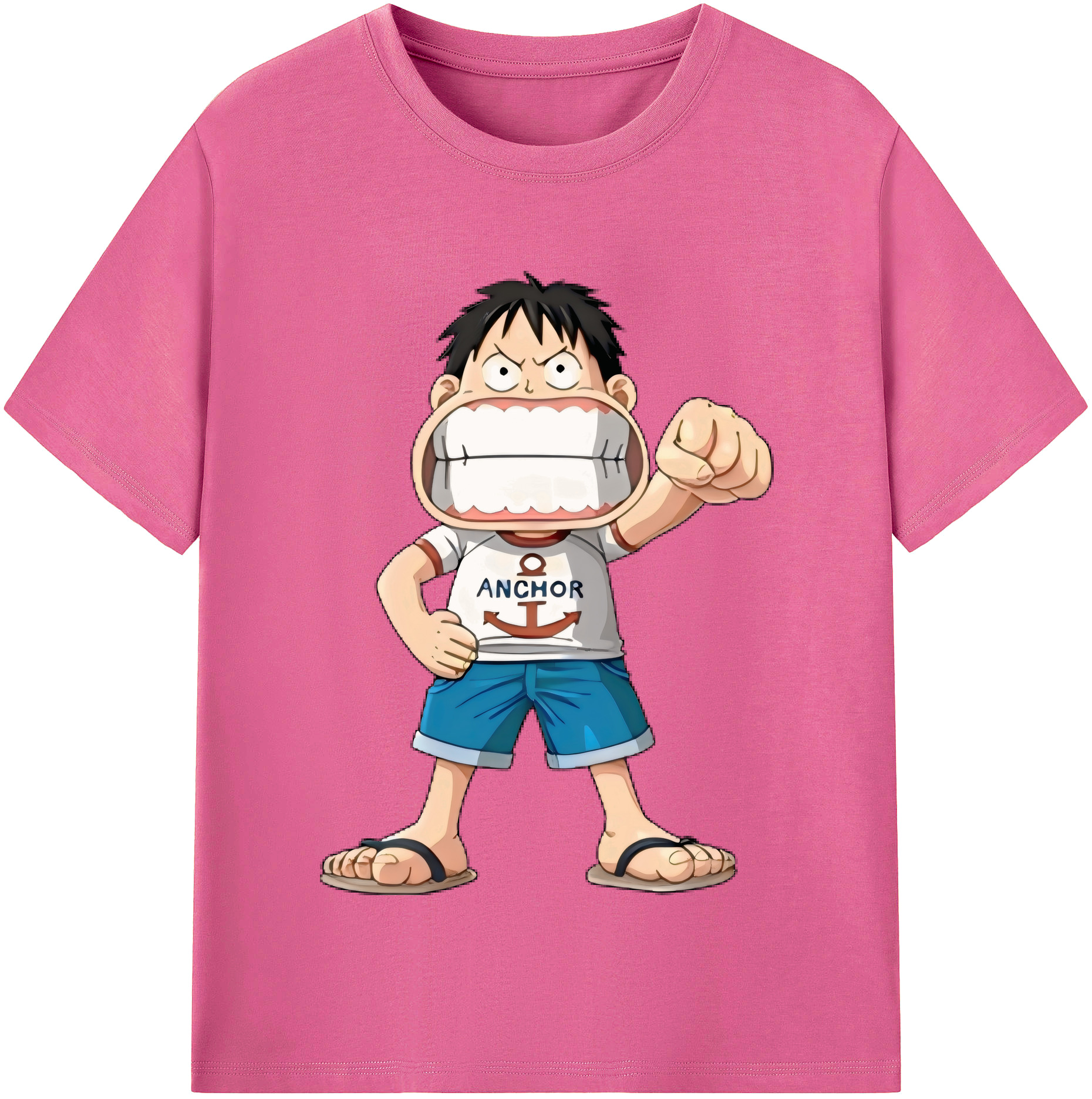 ワンピース モンキー・D・ルフィ ONE PIECE Monkey D. Luffy レディースカジュアルプリントTシャツ（綿100％）