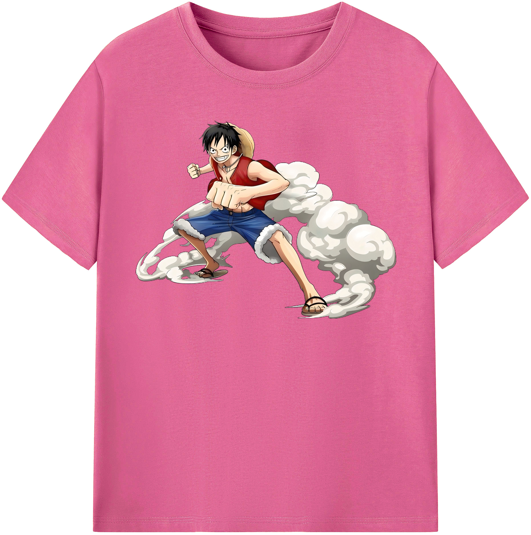 ワンピース モンキー・D・ルフィ ONE PIECE Monkey D. Luffy レディースカジュアルプリントTシャツ（綿100％）