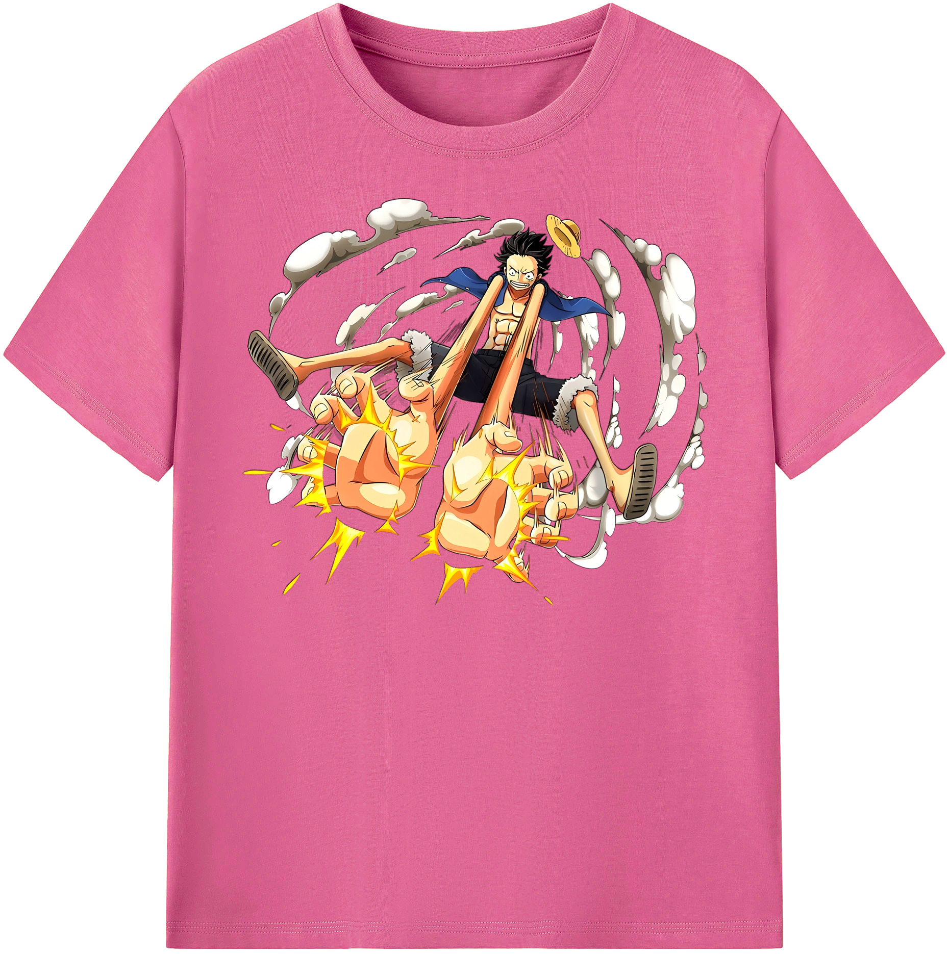 ワンピース モンキー・D・ルフィ ONE PIECE Monkey D. Luffy レディースカジュアルプリントTシャツ（綿100％）