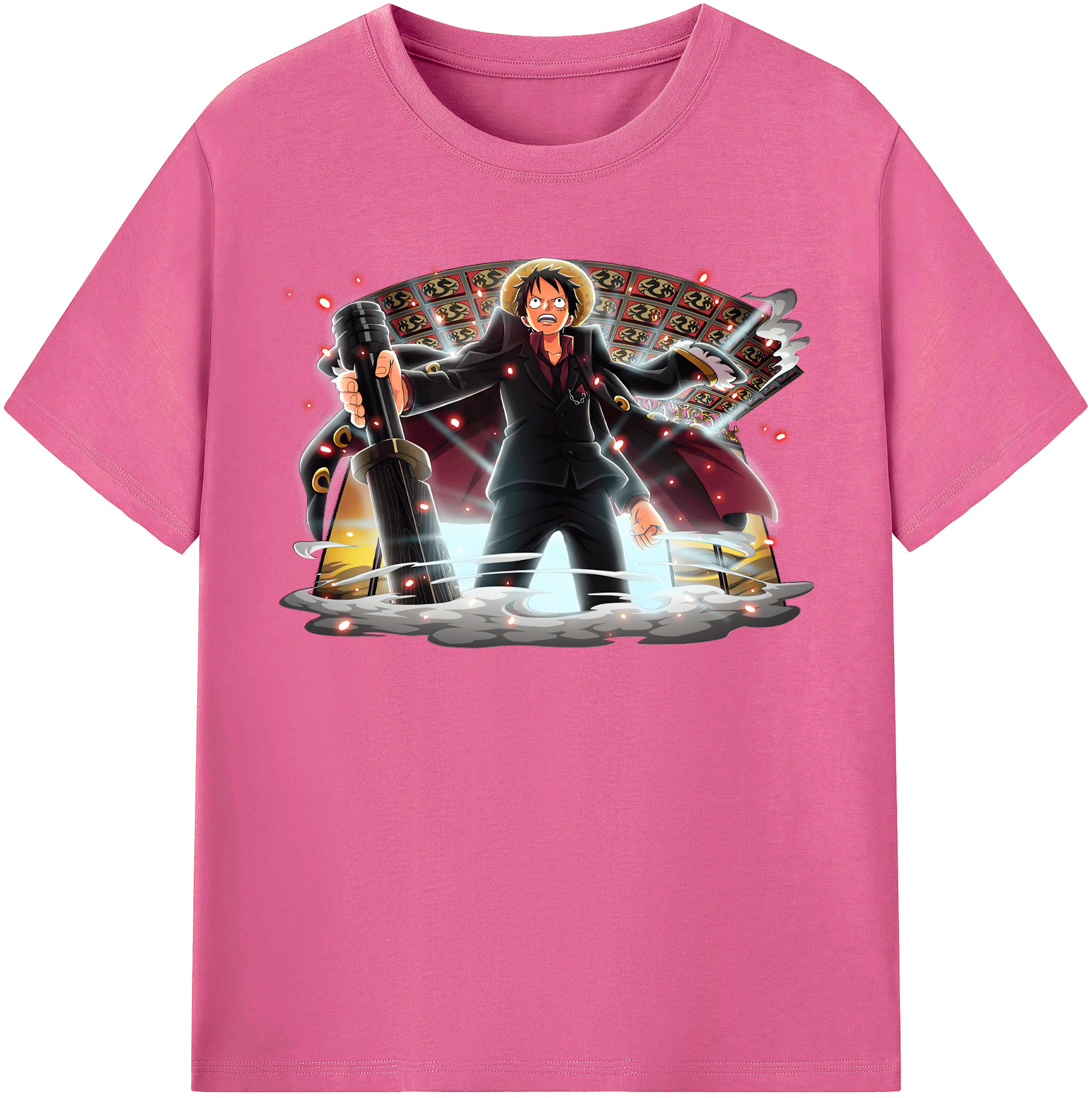 ワンピース モンキー・D・ルフィ ONE PIECE Monkey D. Luffy レディースカジュアルプリントTシャツ（綿100％）