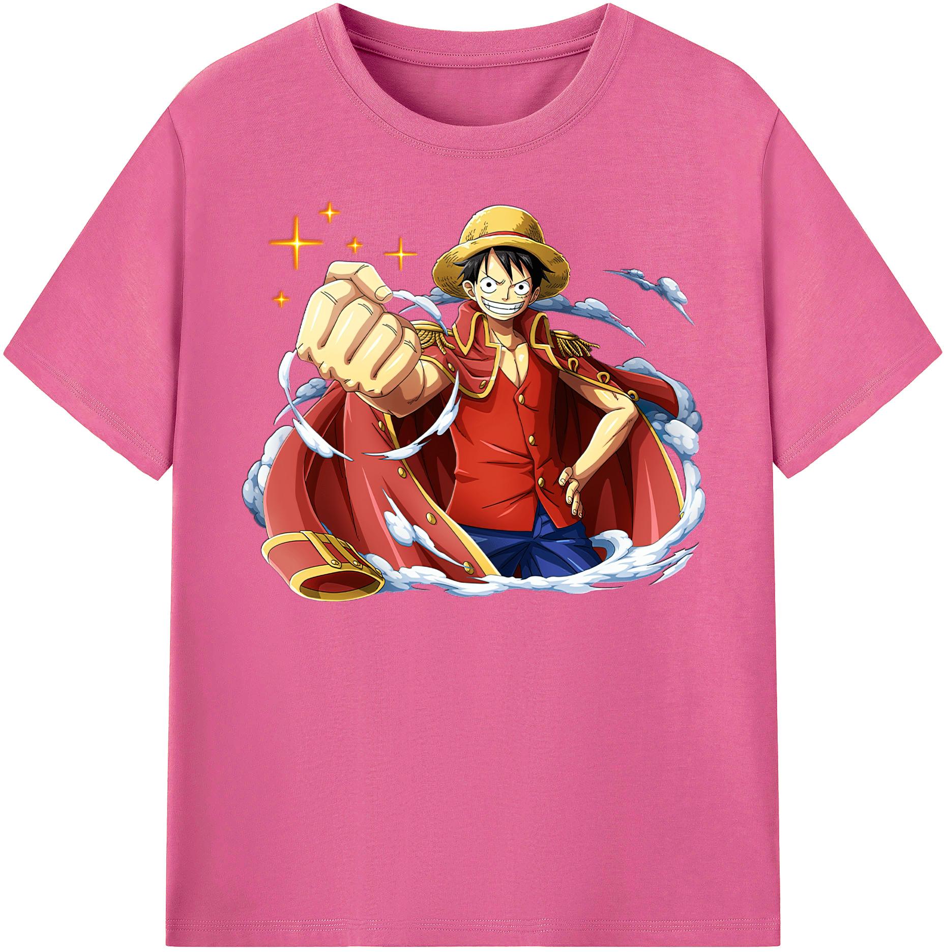 ワンピース モンキー・D・ルフィ ONE PIECE Monkey D. Luffy レディースカジュアルプリントTシャツ（綿100％）